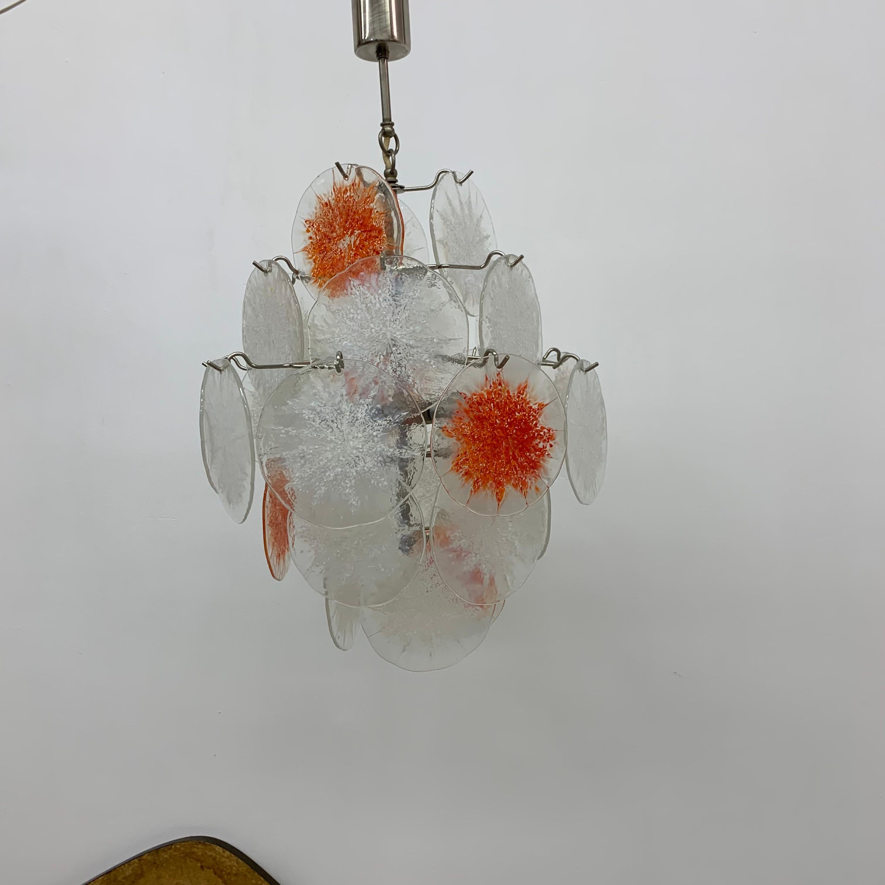 Midcentury Design Glass Disc Chandelier by Vistosi, 1970s For Sale 1