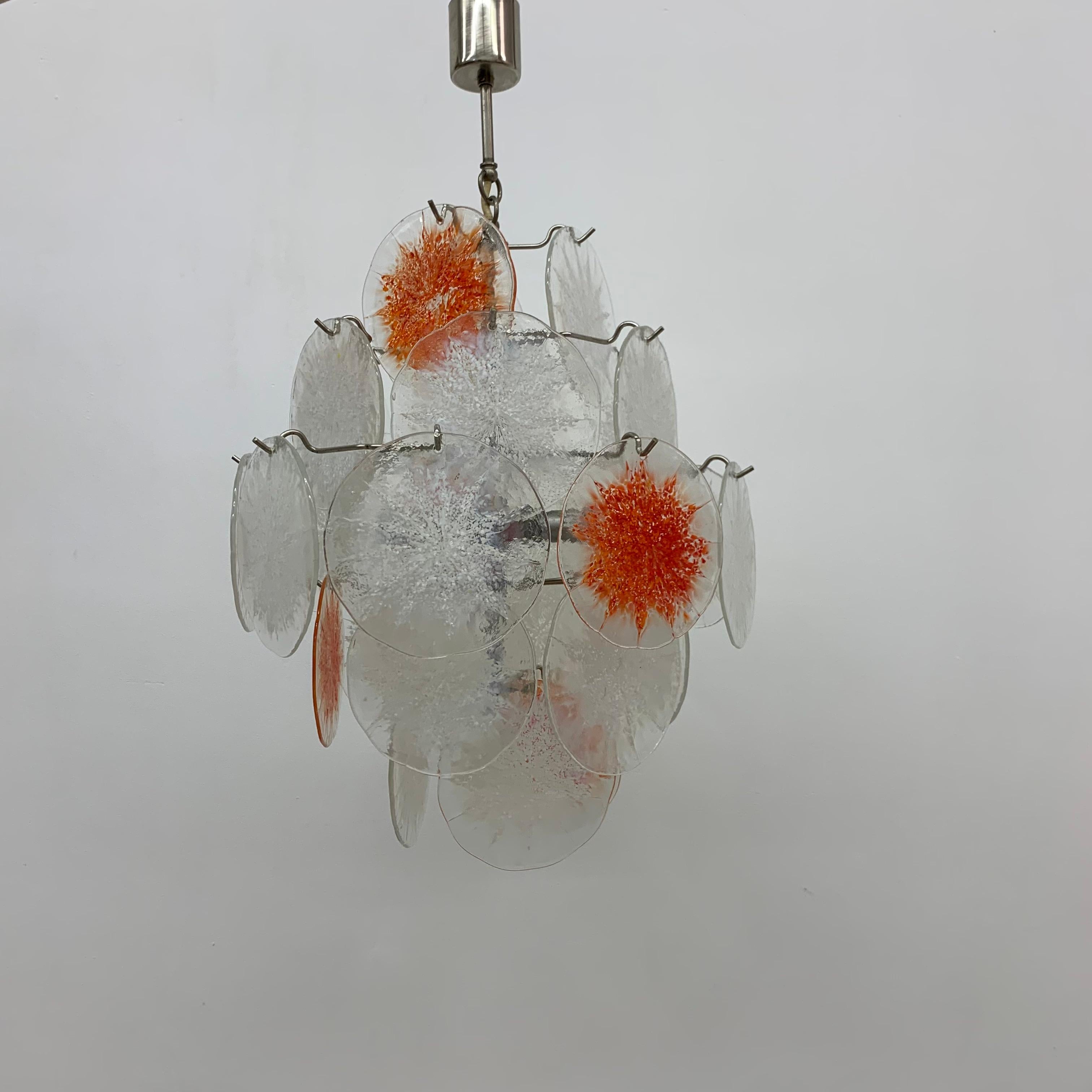 Midcentury Design Glass Disc Chandelier by Vistosi, 1970s For Sale 2