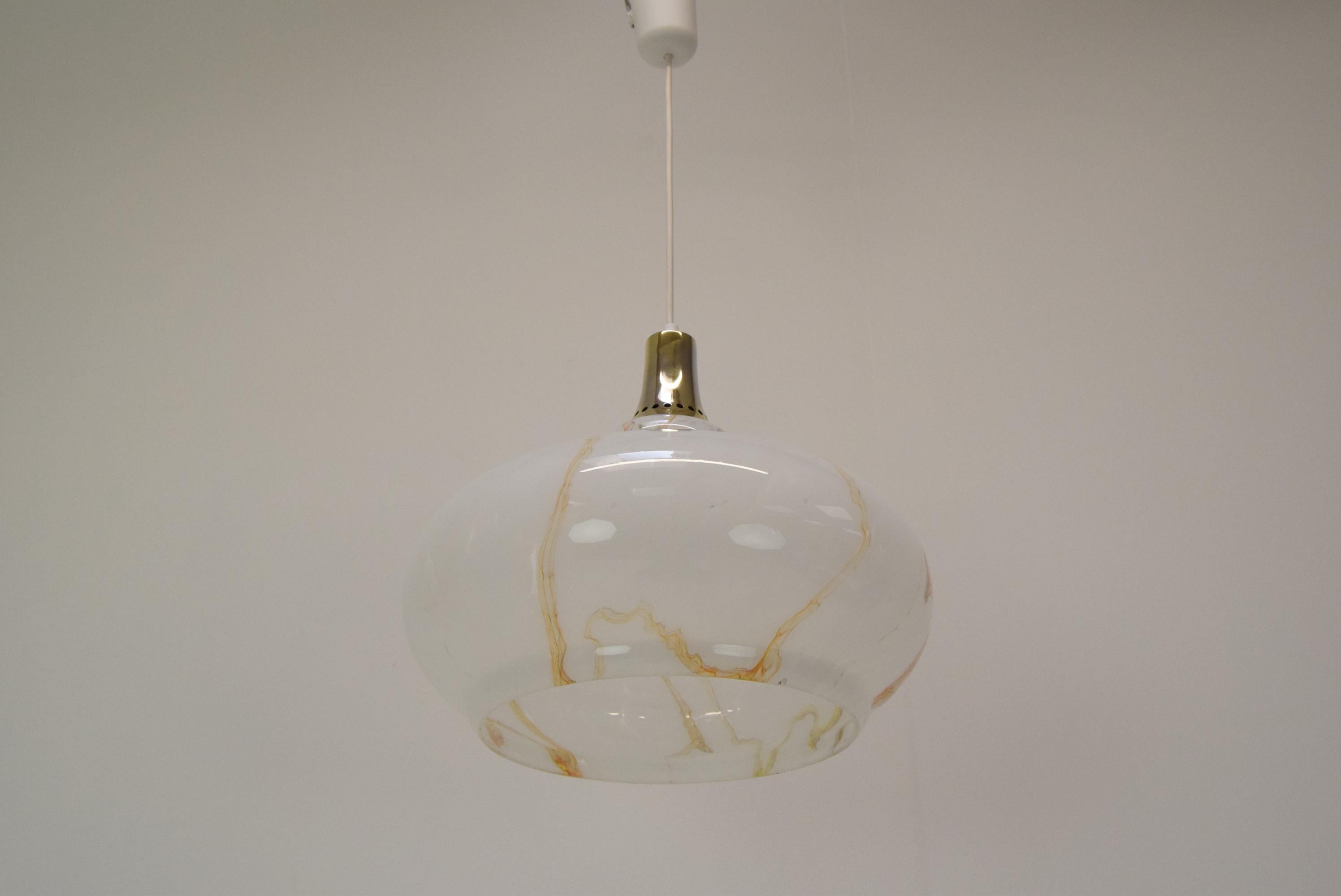 Brass Mid-century Design Glass Pendant, 1960's.  For Sale