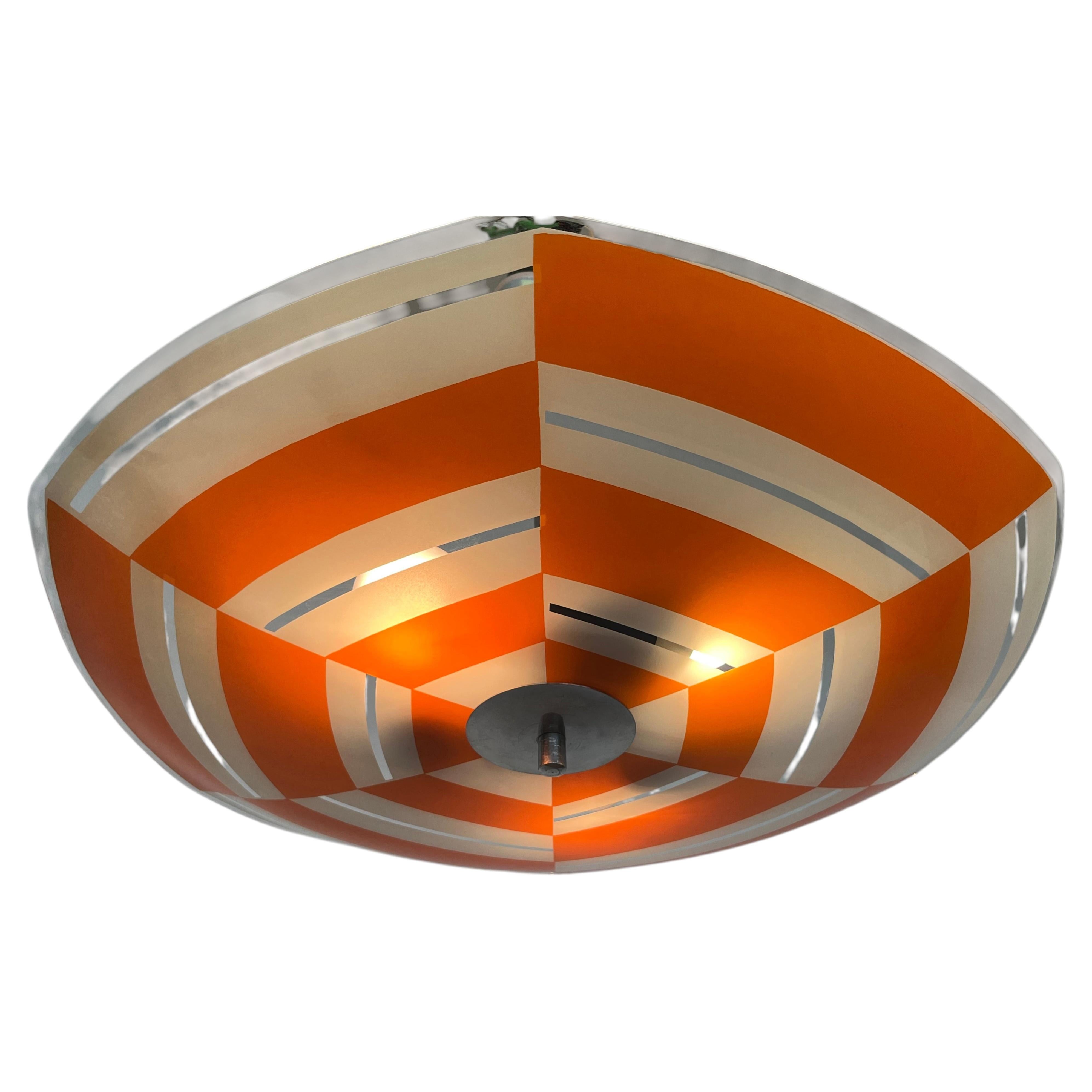 Mid-century design glass pendant by Napako, Czechoslovakia, 1970s.