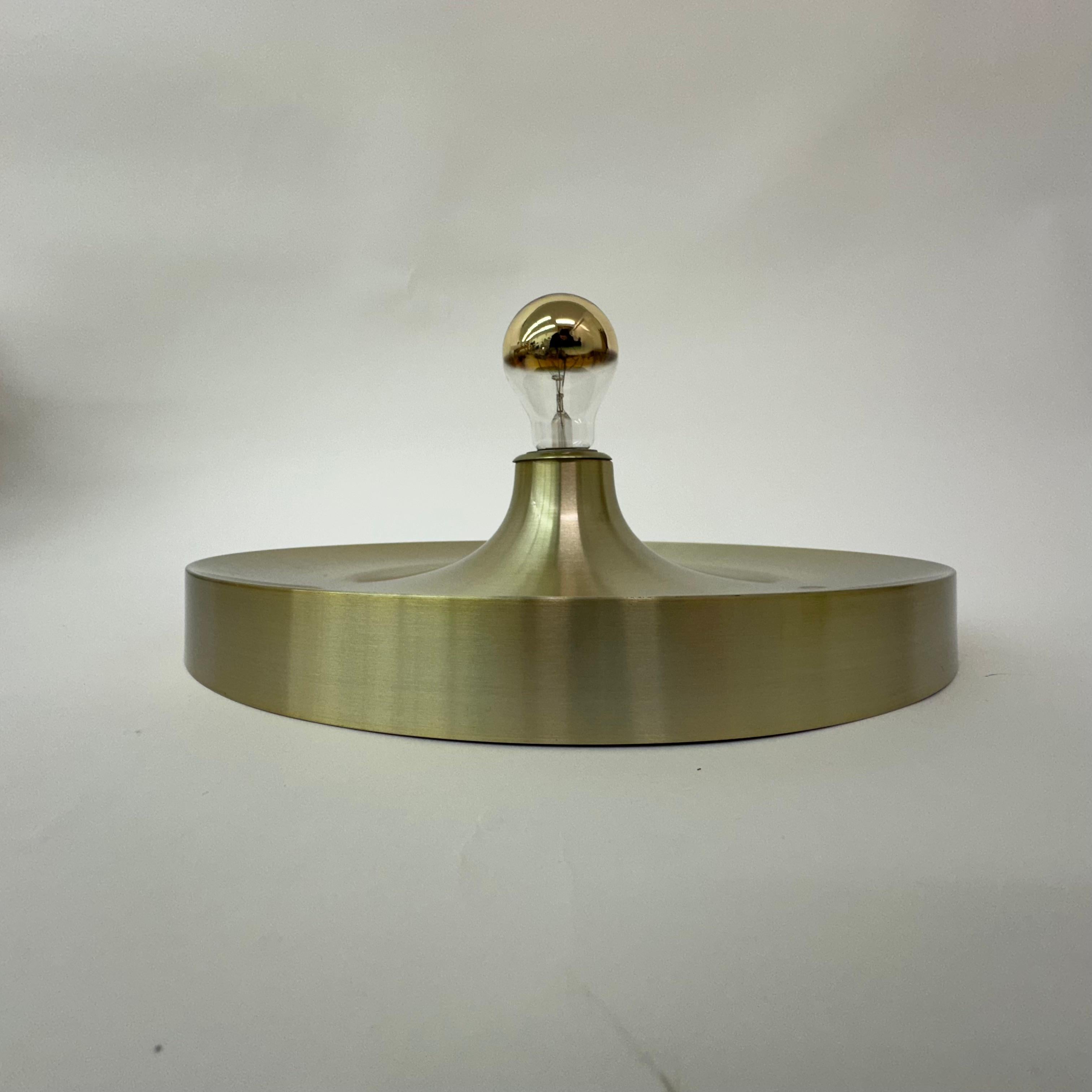 Late 20th Century Mid Century design gold wall lamp disc , 1970’s For Sale