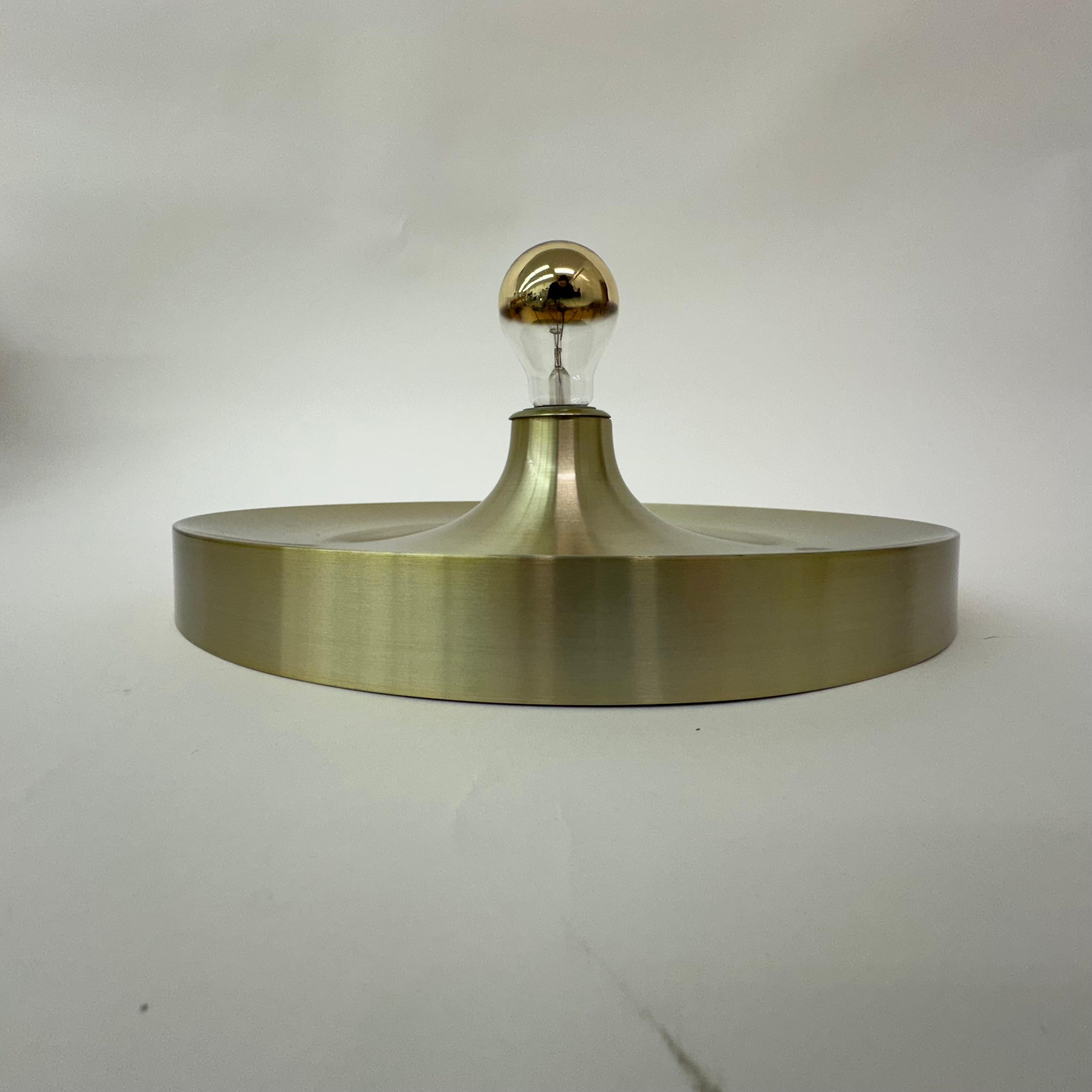 Aluminum Mid Century design gold wall lamp disc , 1970’s For Sale