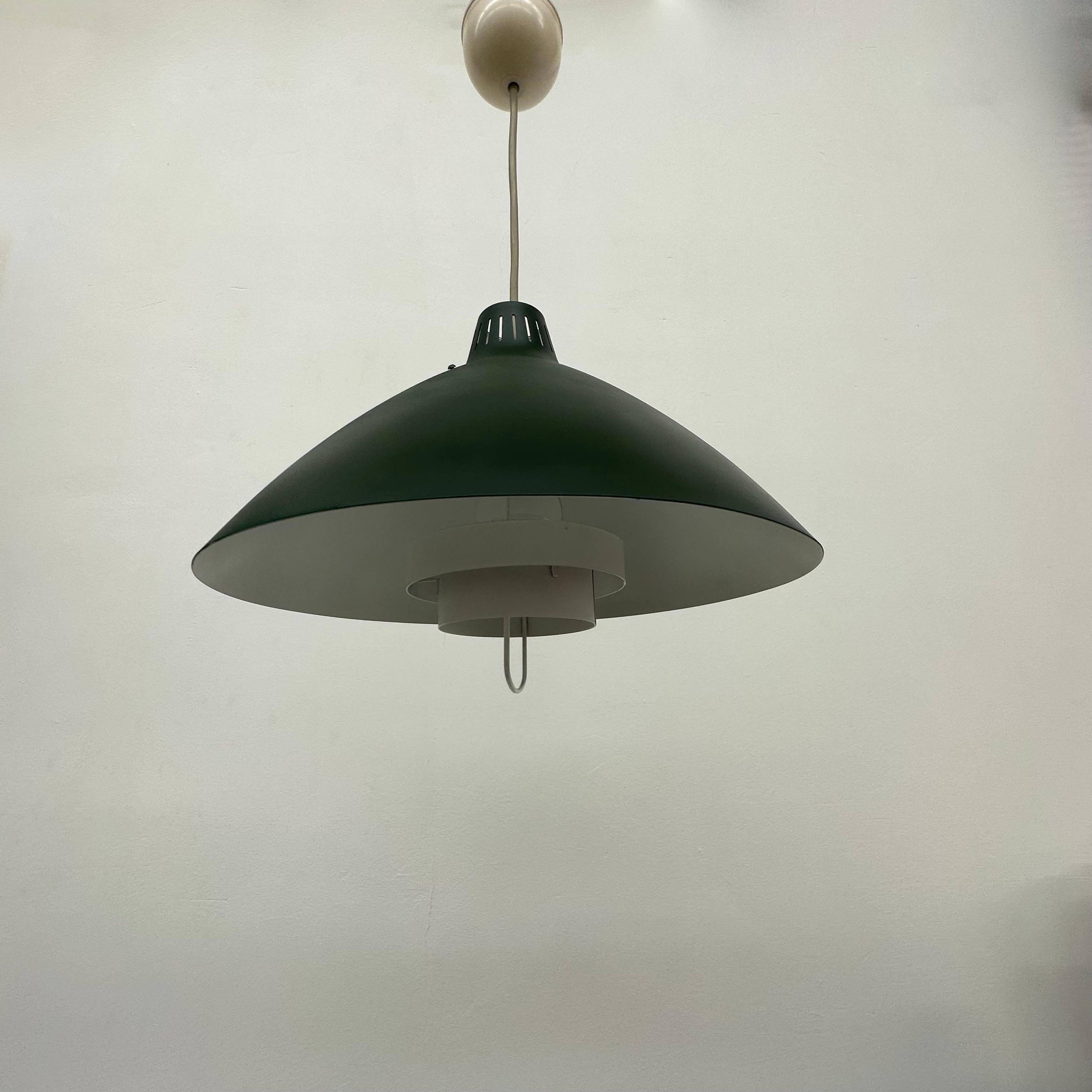 Mid Century design green hanging lamp , 1960’s For Sale 9