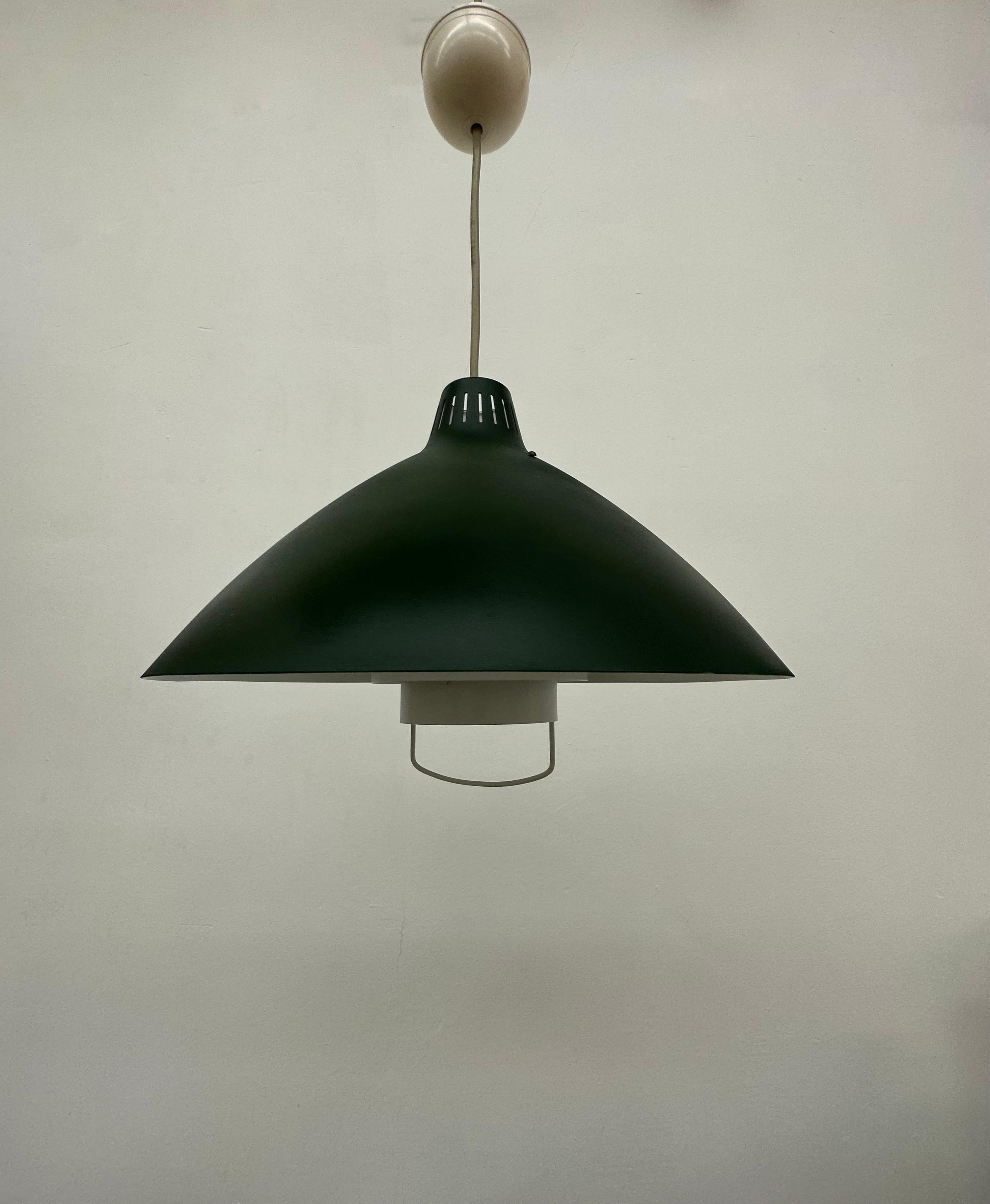 Mid-20th Century Mid Century design green hanging lamp , 1960’s For Sale