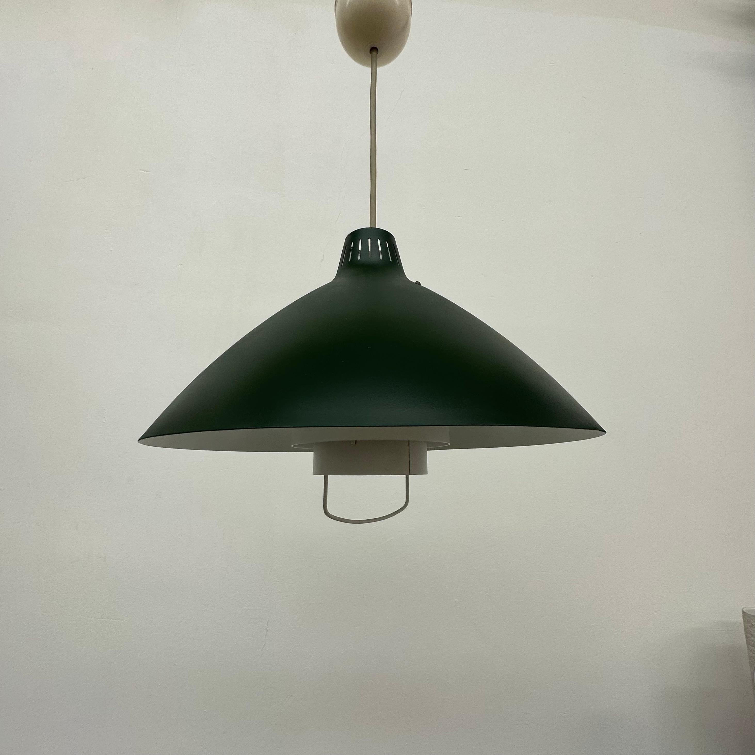 Metal Mid Century design green hanging lamp , 1960’s For Sale