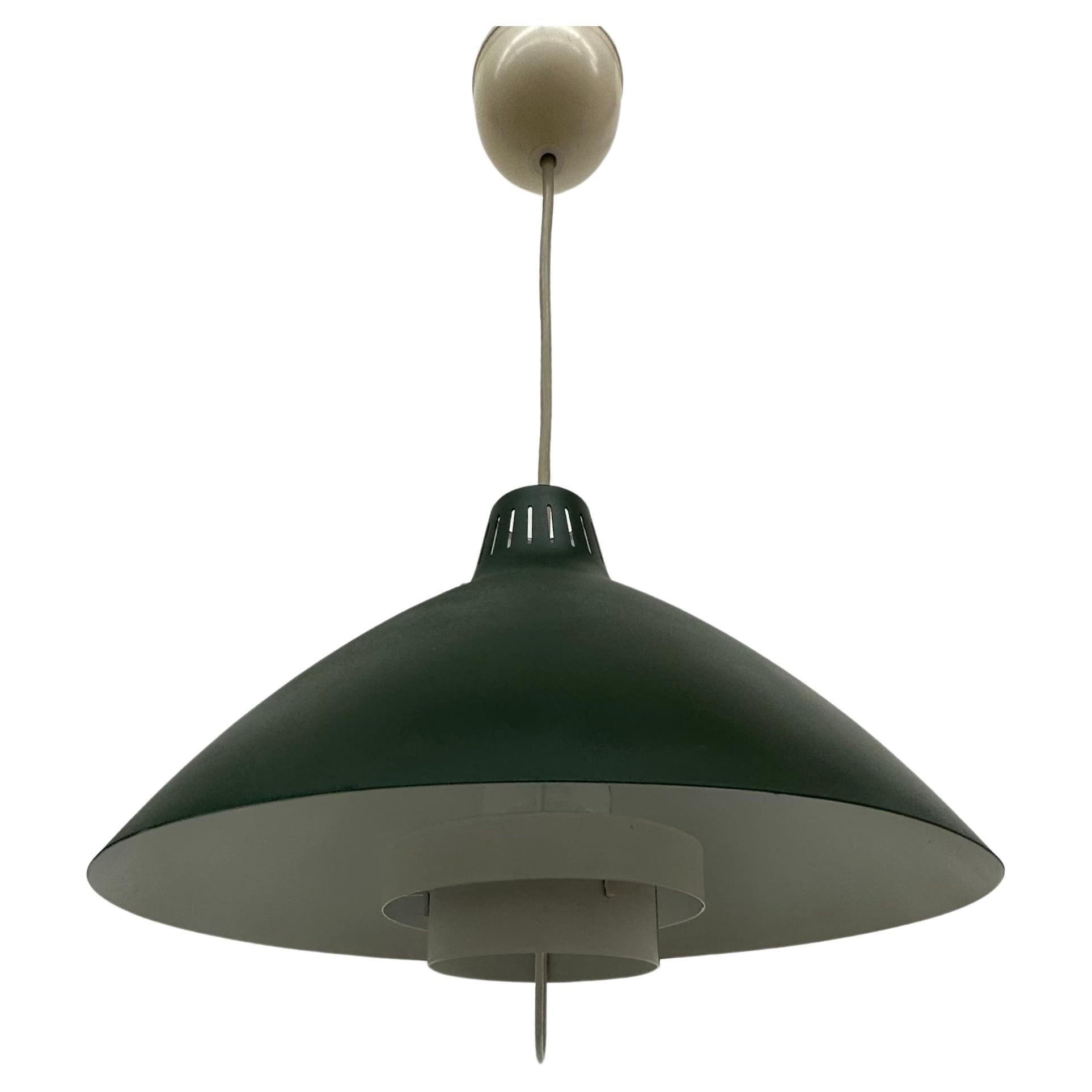 Mid Century design green hanging lamp , 1960’s For Sale