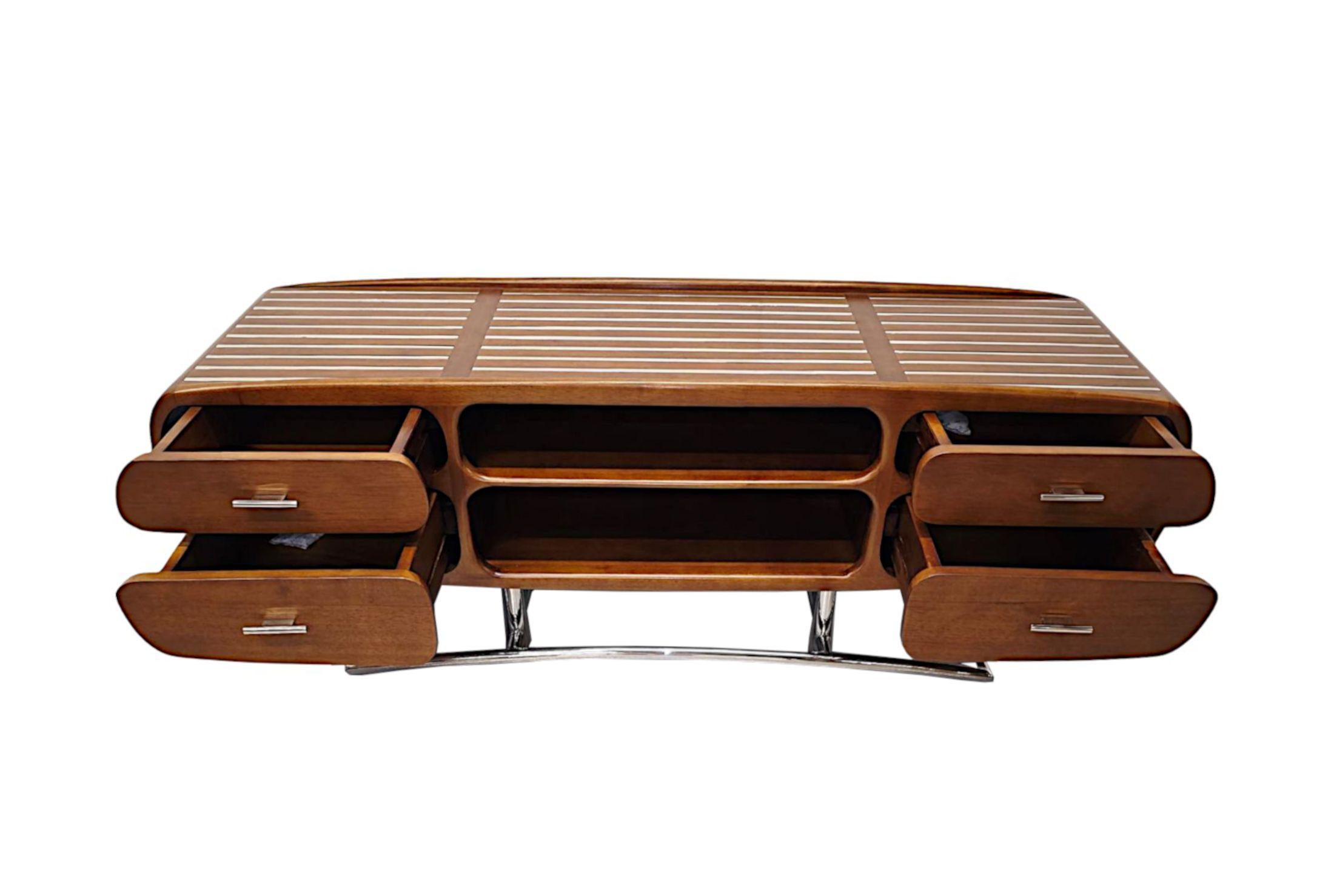 Mid Century Design Handmade Walnut and Chrome Side or Television Cabinet In New Condition For Sale In Dublin, IE