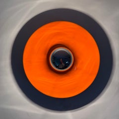 Lampada a disco Honsel arancione dell'era spaziale, design di metà secolo, anni '70, attribuita a Charles Charles