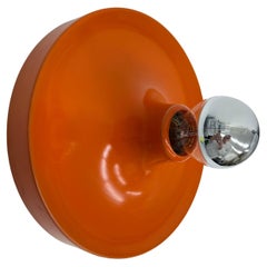 Mid-century design honsel orange space age disc lamp , 1970s attributed to Charl