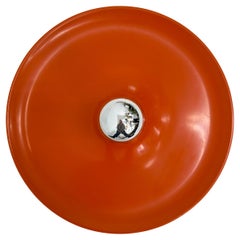 Honsel, orangefarbene Space-Age-Scheibenlampe aus der Jahrhundertmitte, 1970er Jahre  Charlotte Perriand