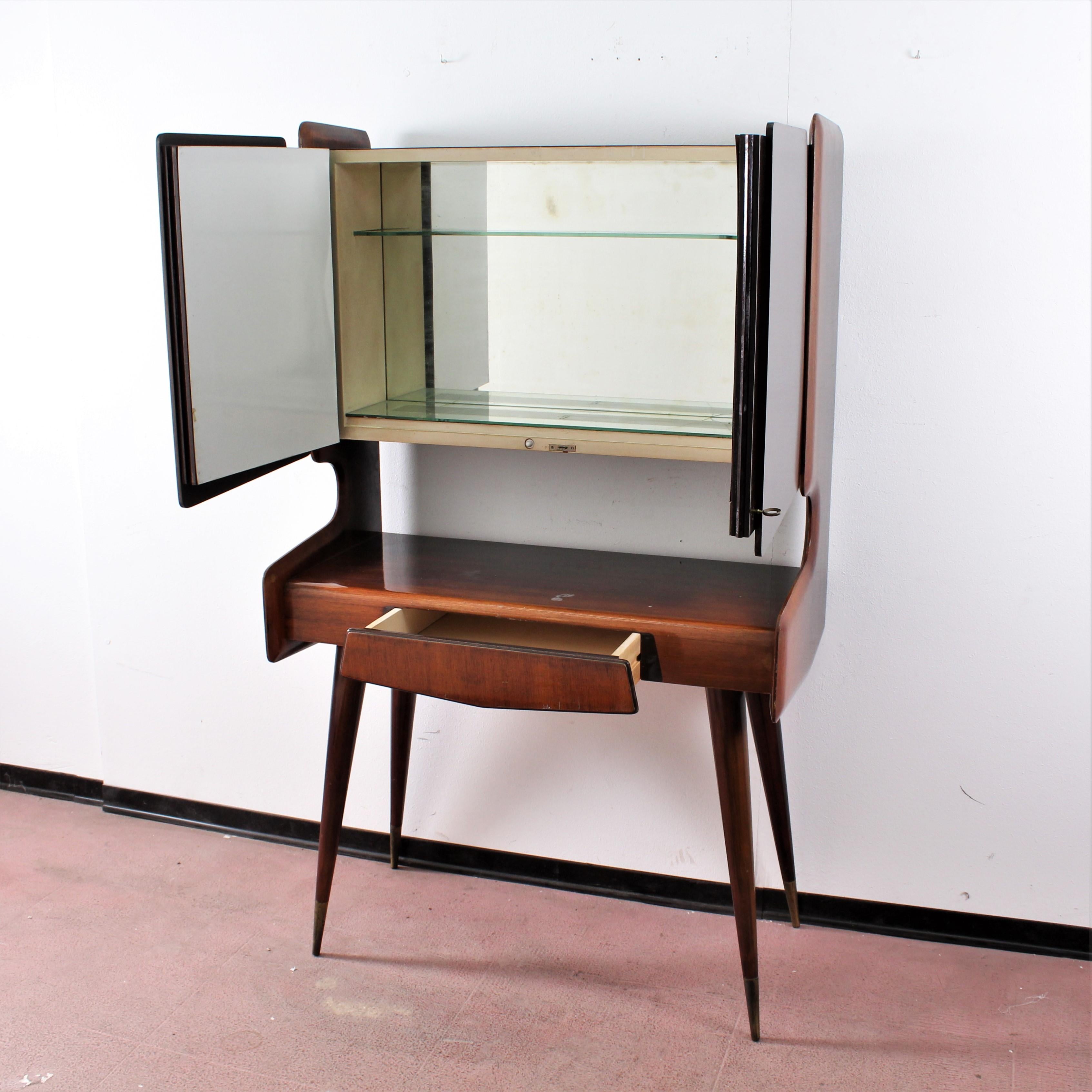 Midcentury Design Ico Parisi Wooden Bar Cabinet, 1950s, Italy 1