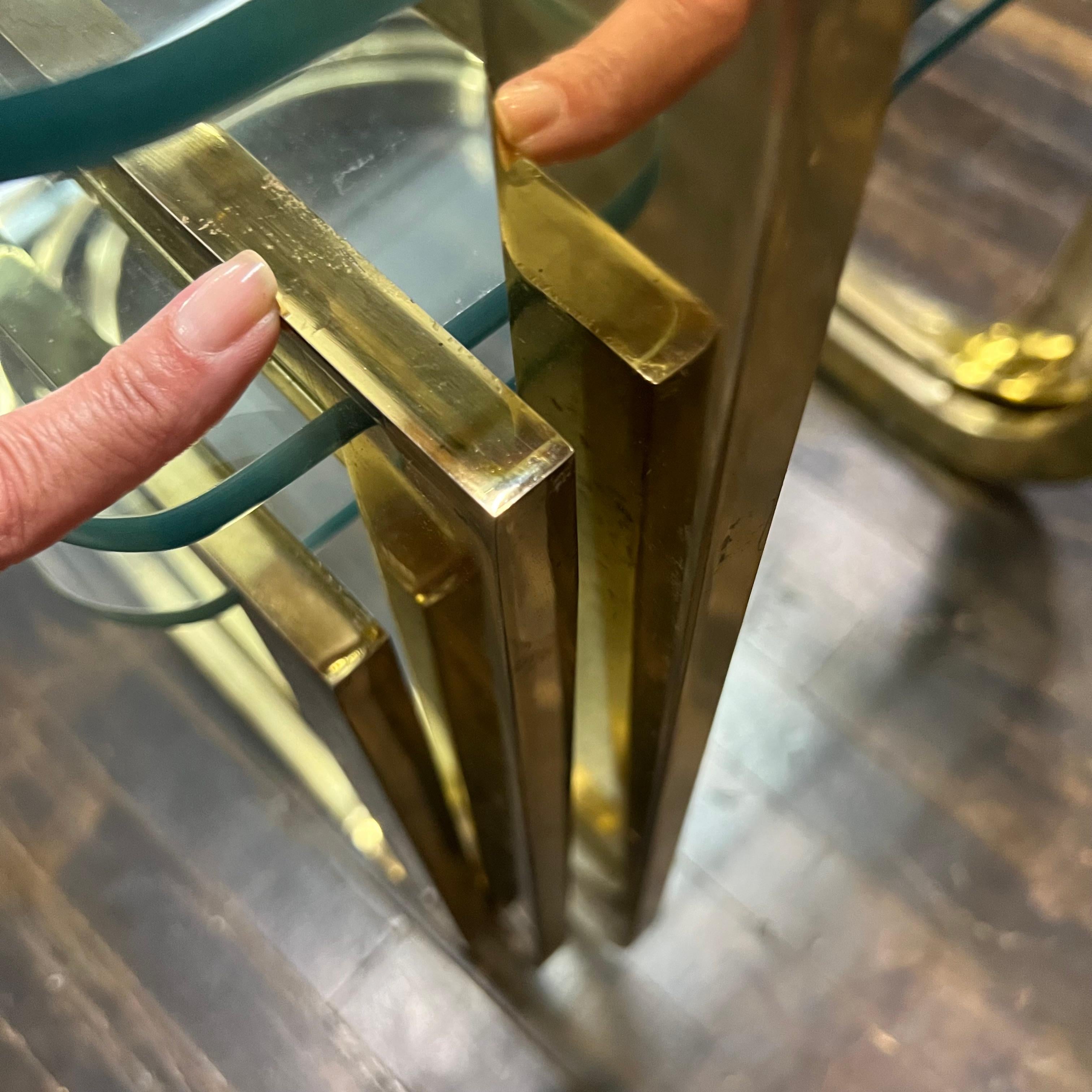 Mid-Century Brass and Glass Nesting Tables attributed to DIA In Good Condition For Sale In Chicago, IL