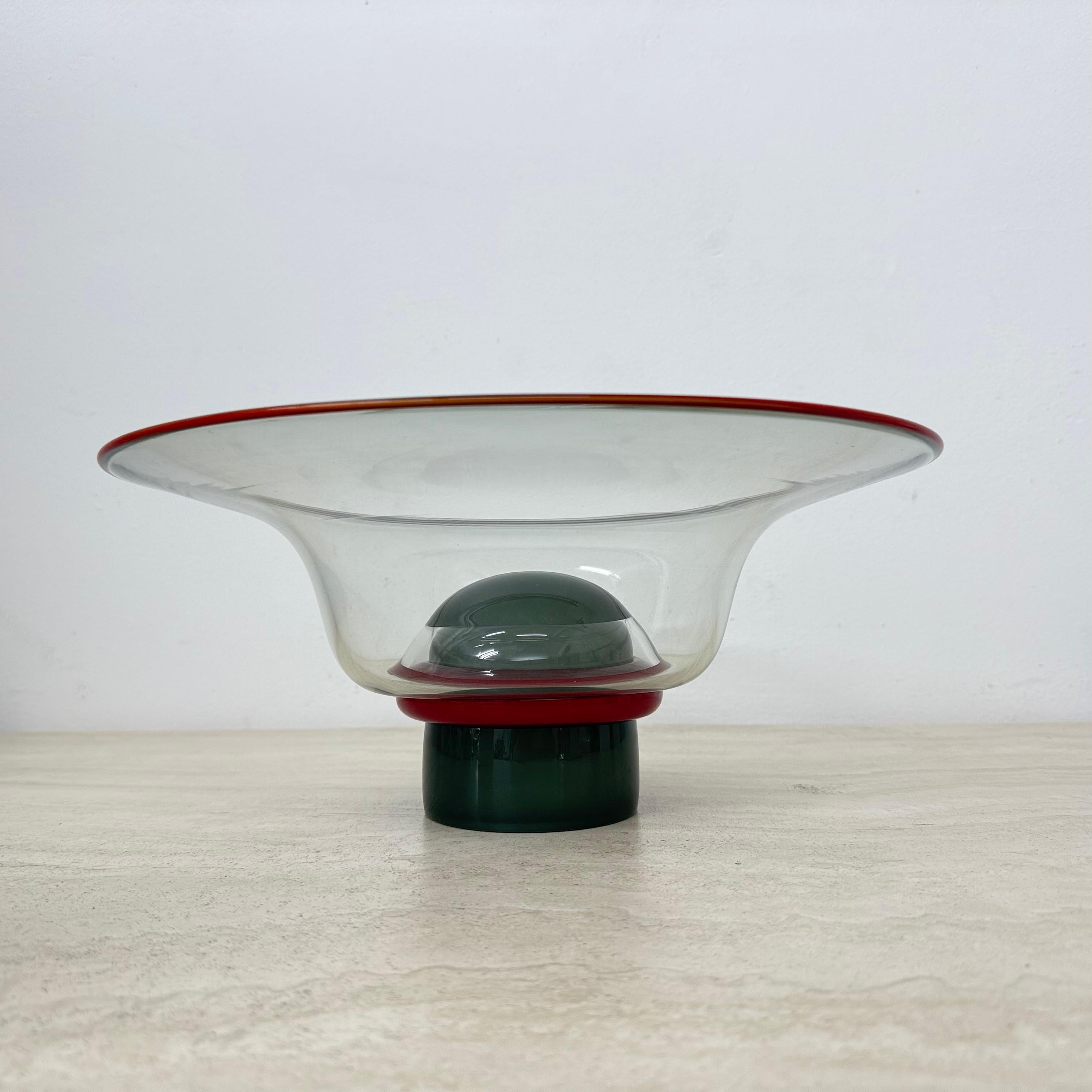 Italienische Glasschale von Progetti aus der Mitte des Jahrhunderts, 1980er Jahre im Angebot 6
