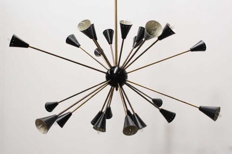 Midcentury Design Italian Sputnik Chandelier Style Of 1950s Stilnovo Midcentury Design Italian Sputnik Chandelier Style Of 1950s Stilnovo Black Gold For 4
