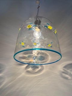 Lampe suspendue en verre La Murrina, design du milieu du siècle, fleurs, années 1970, Italie