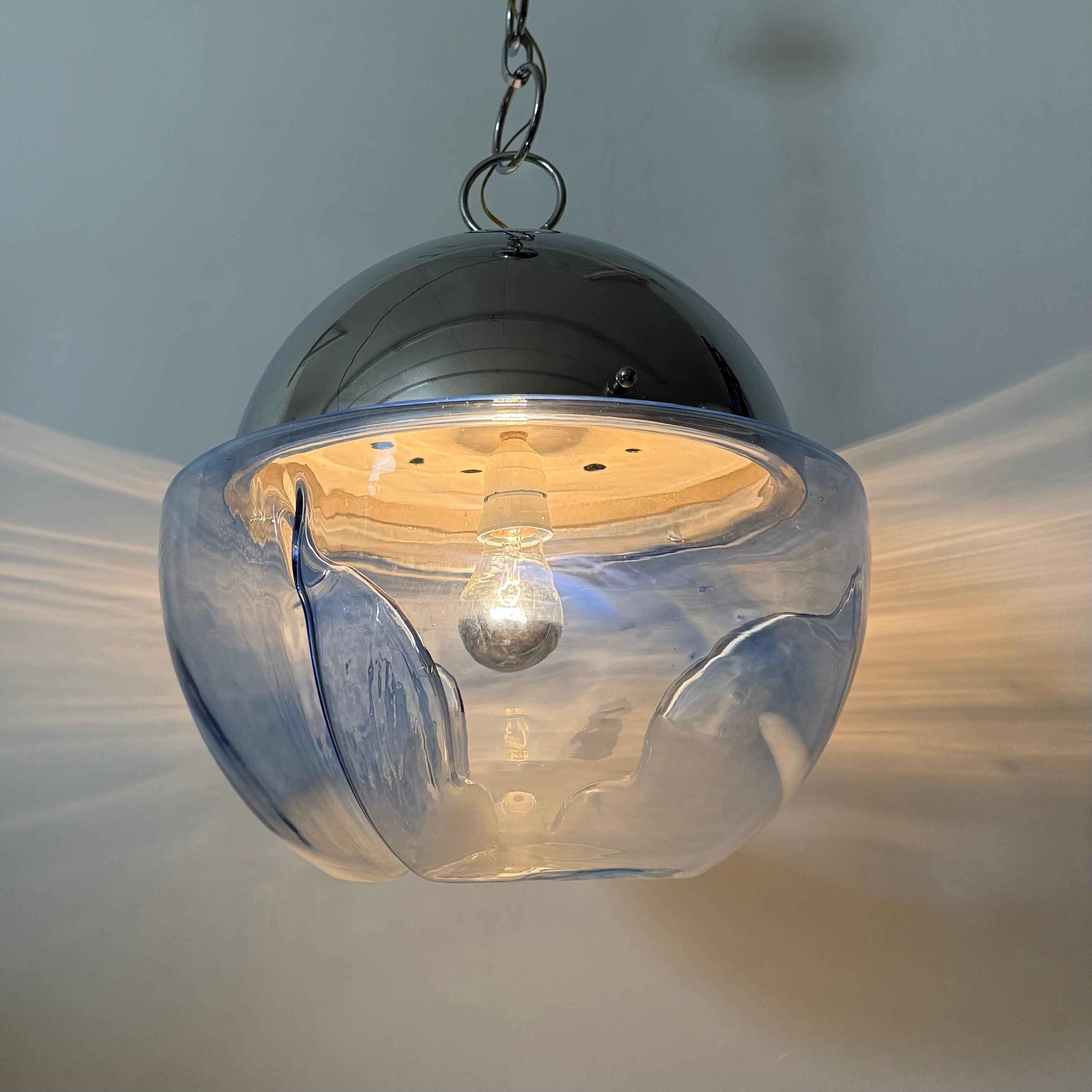 Suspension à globe en verre de Murano, design du milieu du siècle, par Mazzega , 1970 en vente 13