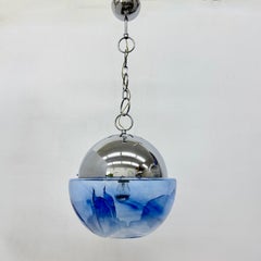 Mid-century design Large globe Murano glass hanging lamp by Mazzega , 1970s