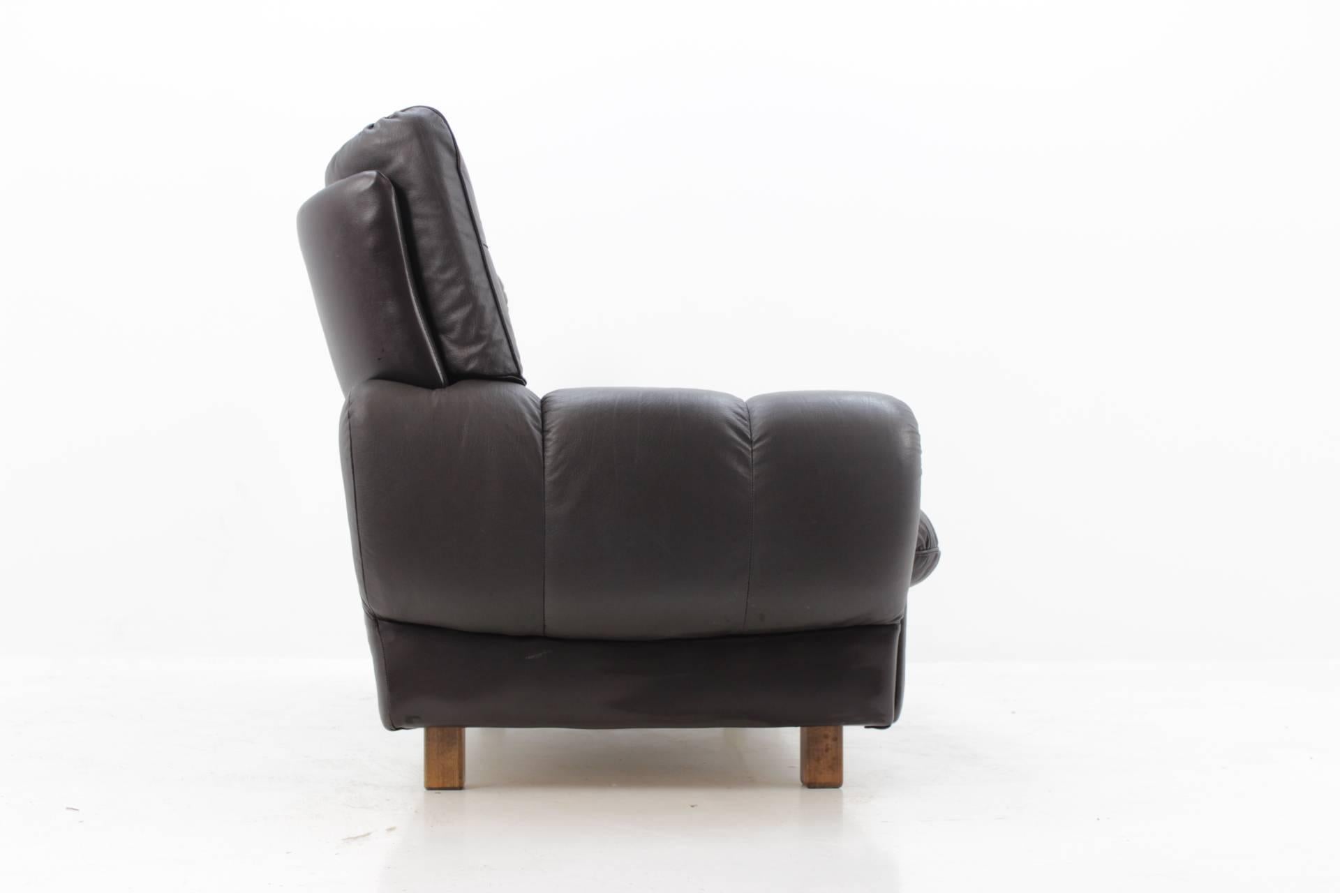 Czech Midcentury Design Leather Sofa