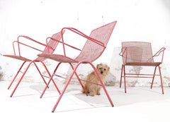 Fauteuils en métal perforé de style Mathieu Matgot, design du milieu du siècle dernier