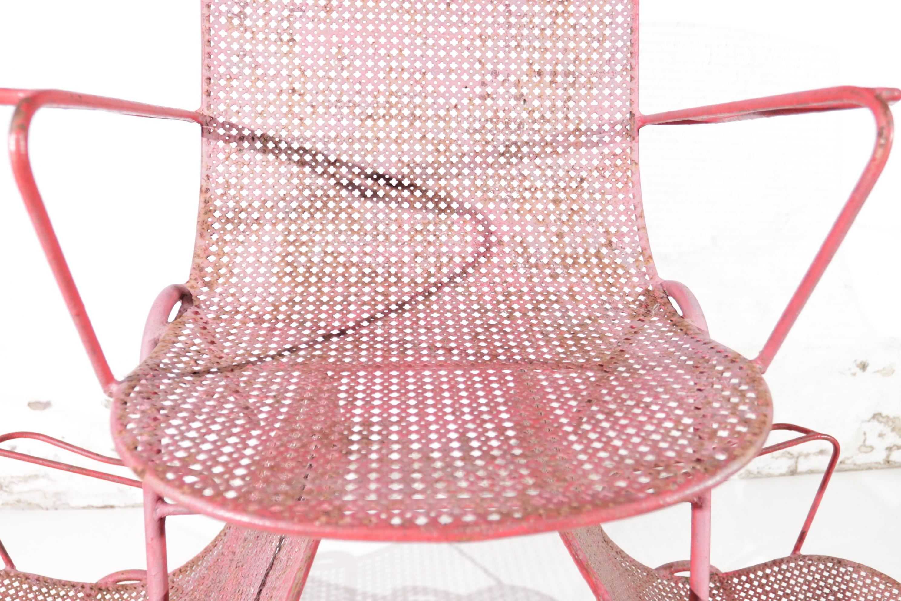Mid-Century Design Mathieu Matégot Style Armchairs Perforated Metal For Sale 2