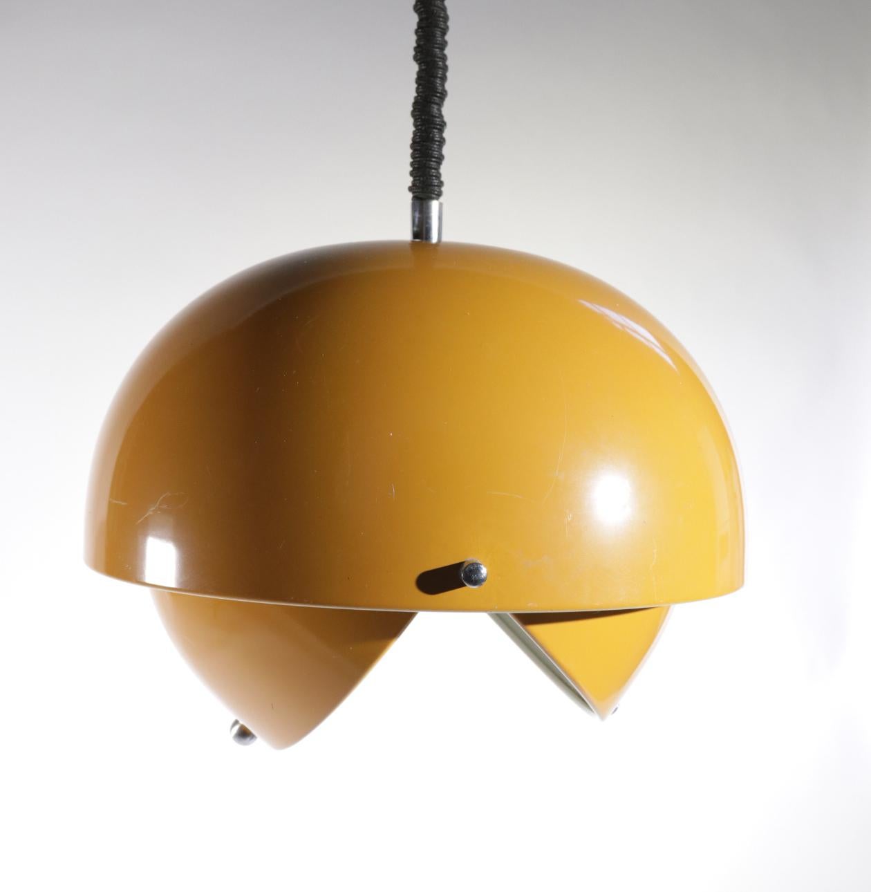 Midcentury Design Metal Lamp Golden Yellow Ceiling Lamp, 1970 6