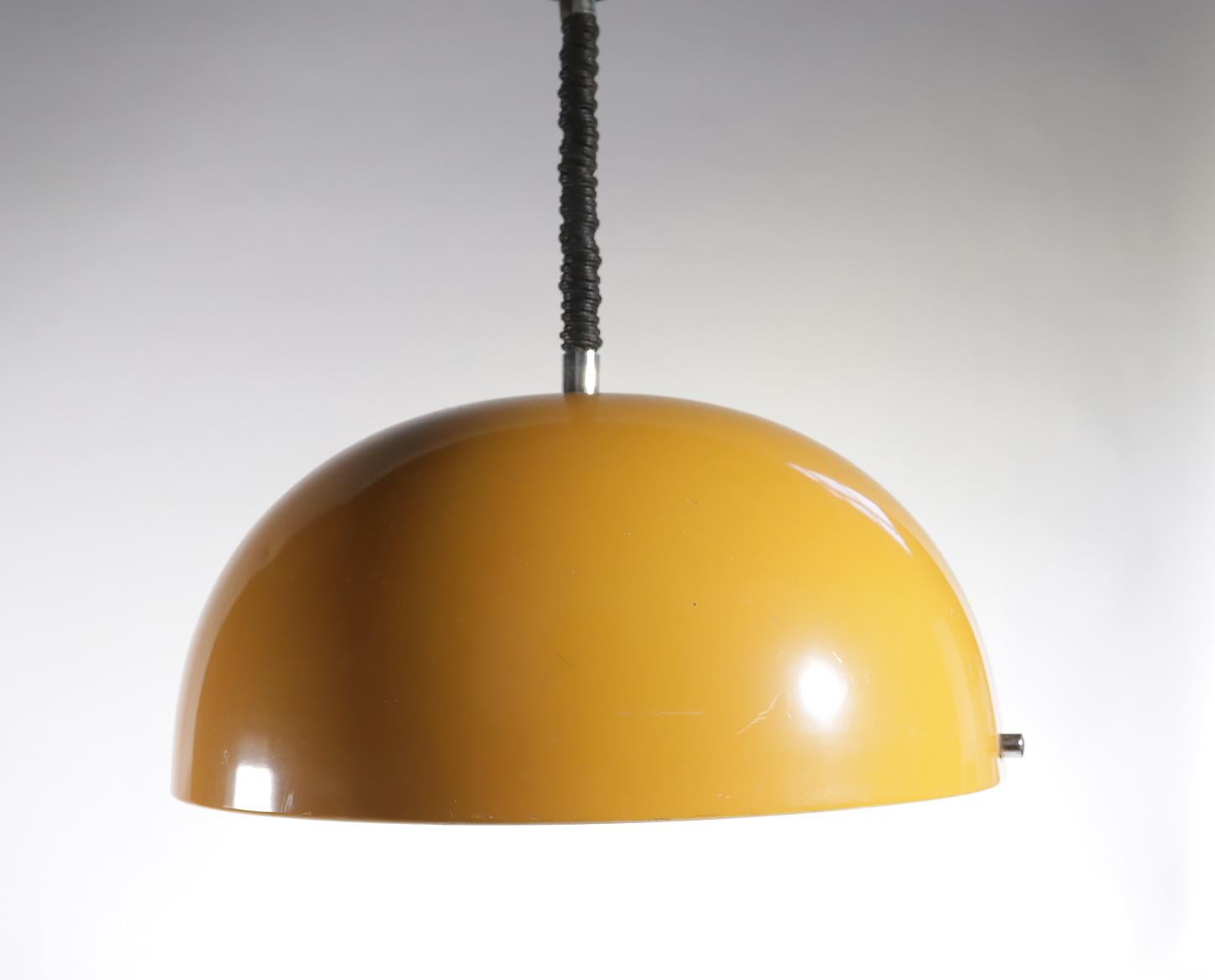 Midcentury Design Metal Lamp Golden Yellow Ceiling Lamp, 1970 8