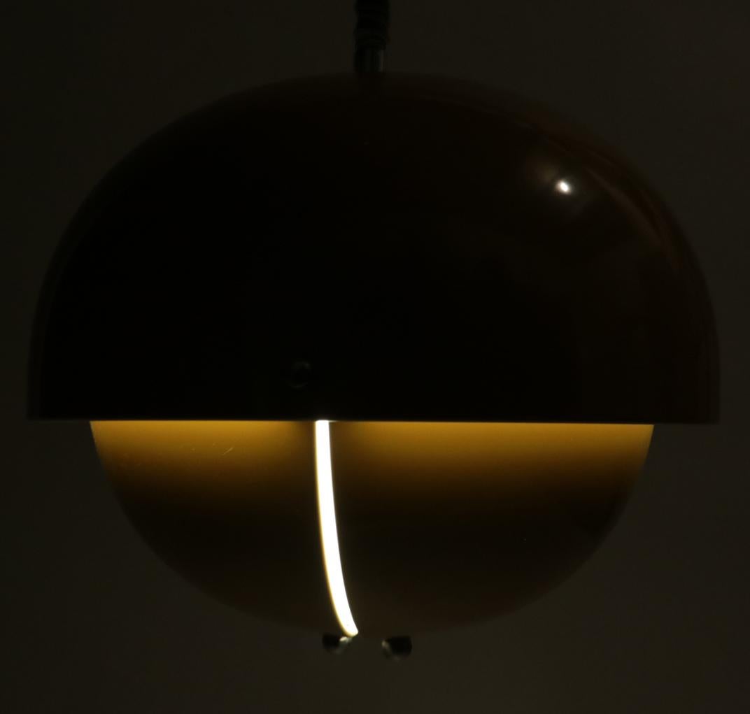 European Midcentury Design Metal Lamp Golden Yellow Ceiling Lamp, 1970