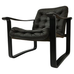 Mid-century design OY BJ Dahlqvist AB Dark Brown Leather safari lounge chair