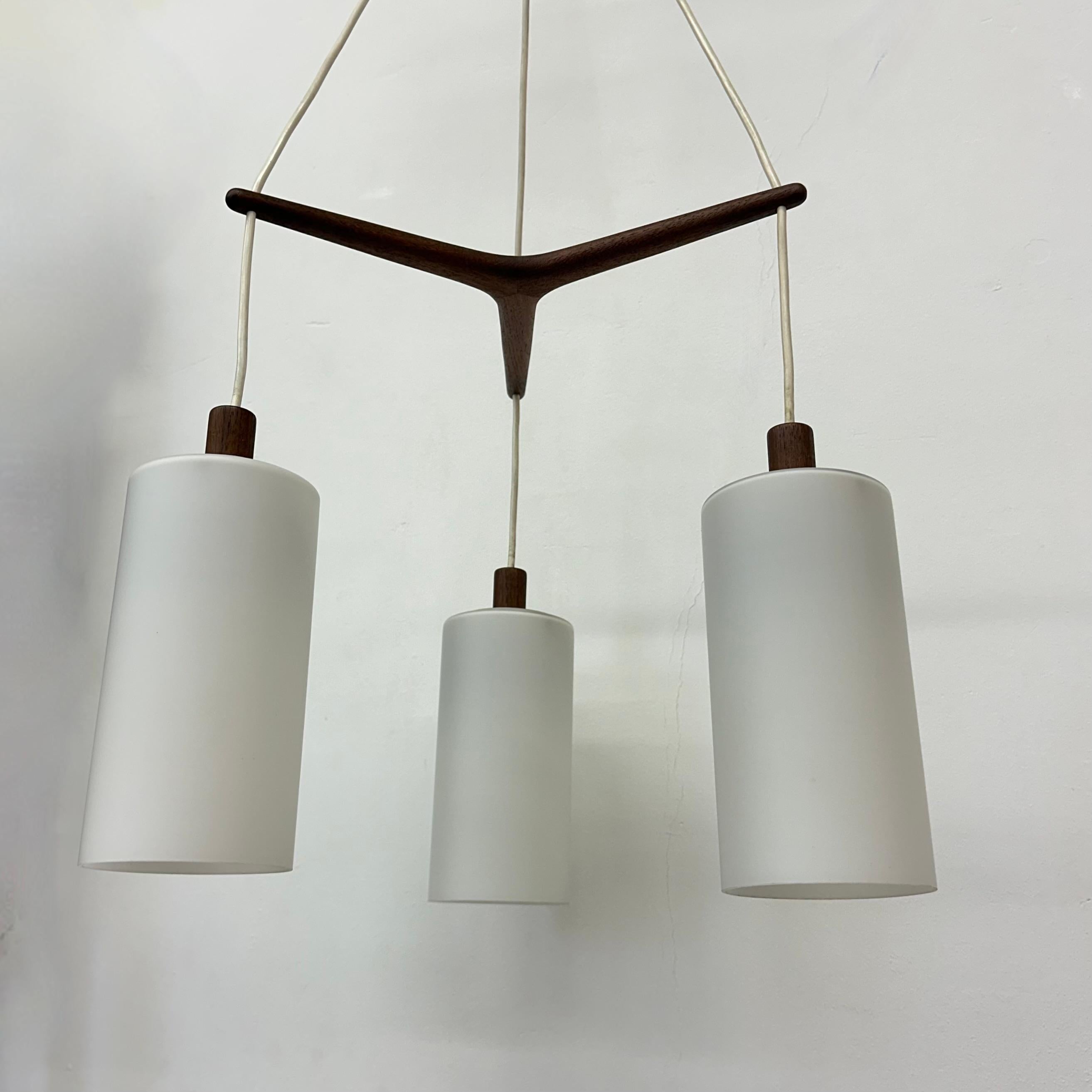 Lampada a sospensione di design di metà secolo in teak e vetro opalino , anni '70

Dimensioni: 95 cm di altezza, 40 cm di diametro
Materiale: Teak, vetro
Colore: Whiting, marrone