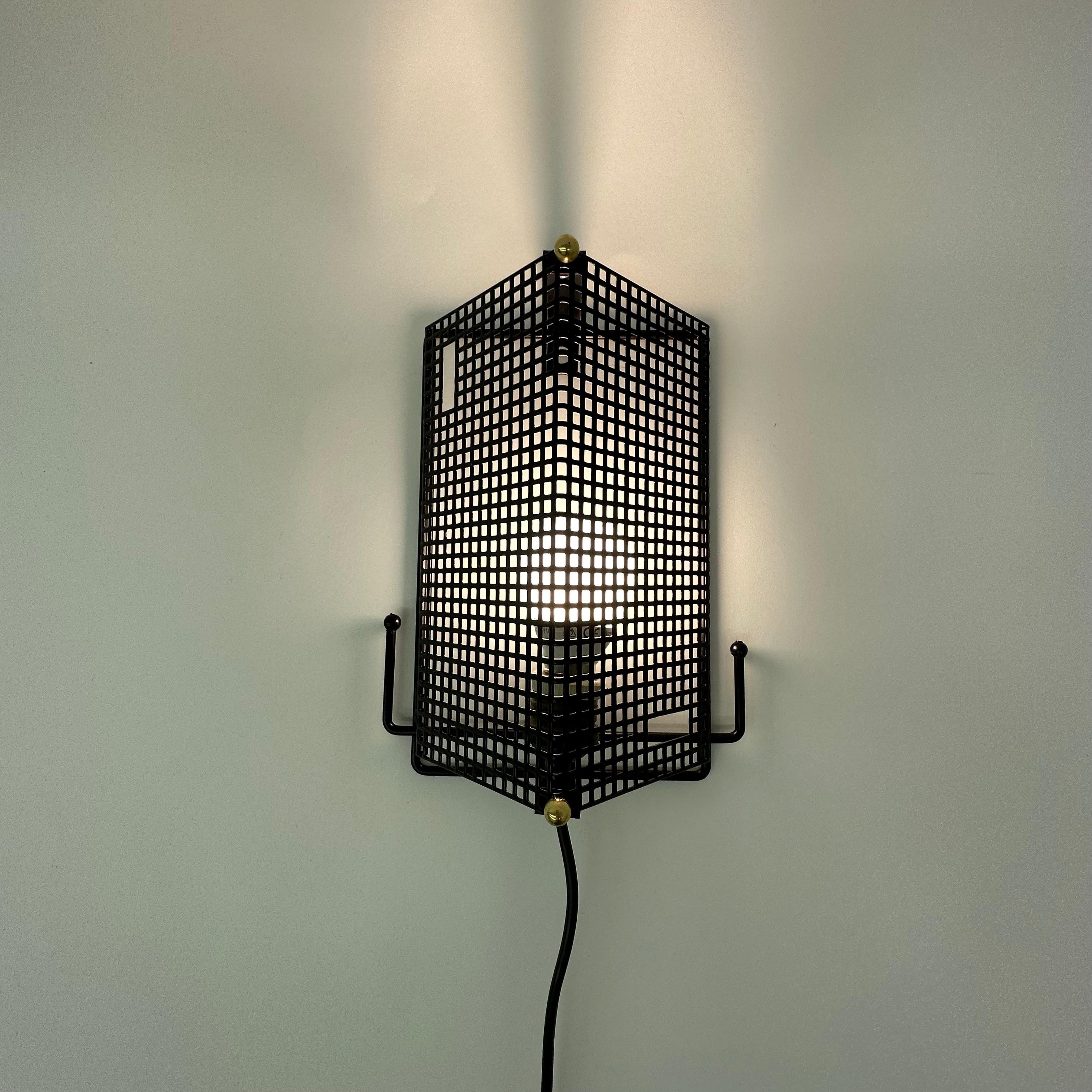 Midcentury Design Perforated Metal Wall Lamp by Tjerk Reijenga for Pilastro Dut In Good Condition For Sale In Delft, NL