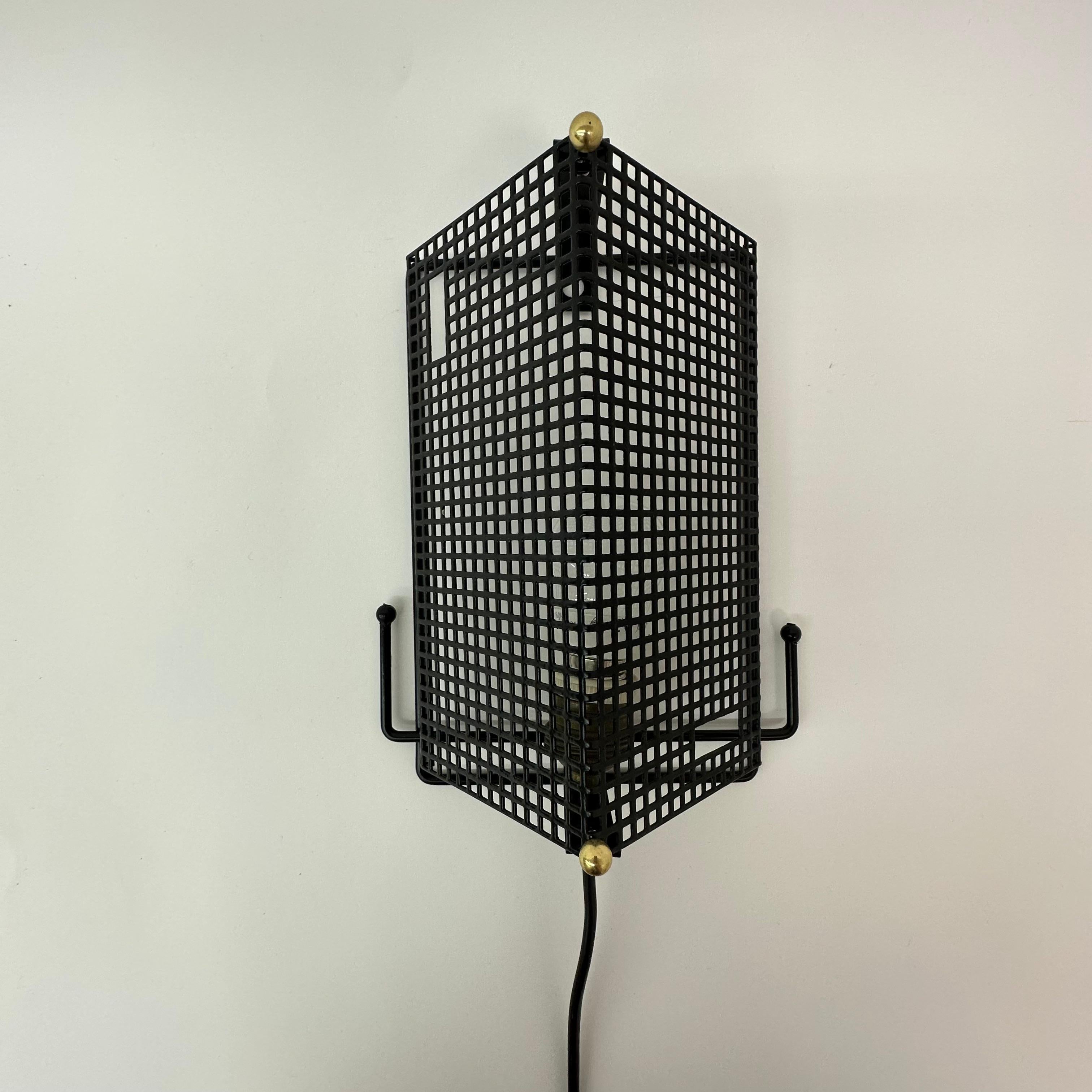 Midcentury Design Perforated Metal Wall Lamp by Tjerk Reijenga for Pilastro Dut For Sale 1
