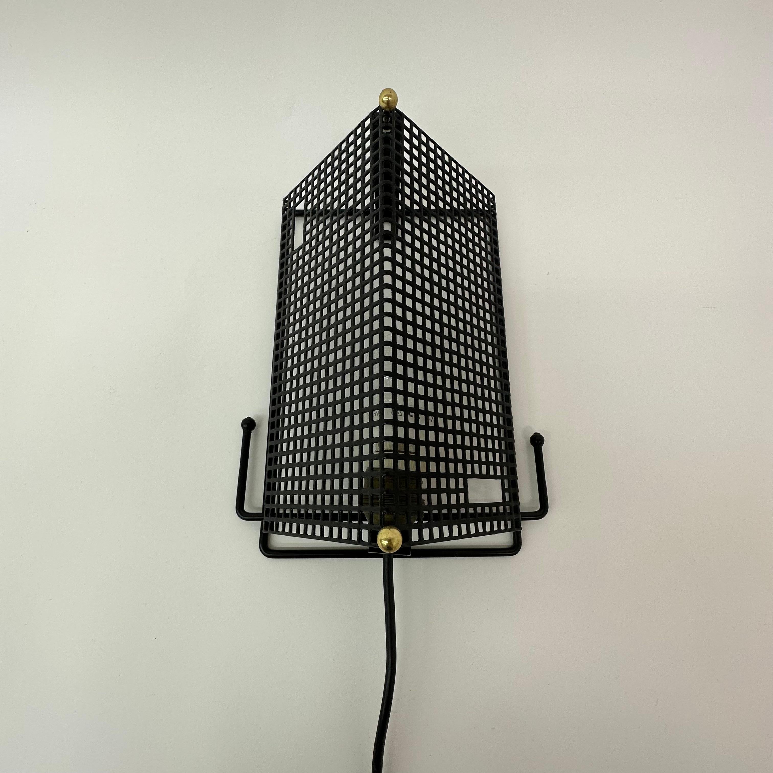 Midcentury Design Perforated Metal Wall Lamp by Tjerk Reijenga for Pilastro Dut For Sale 2