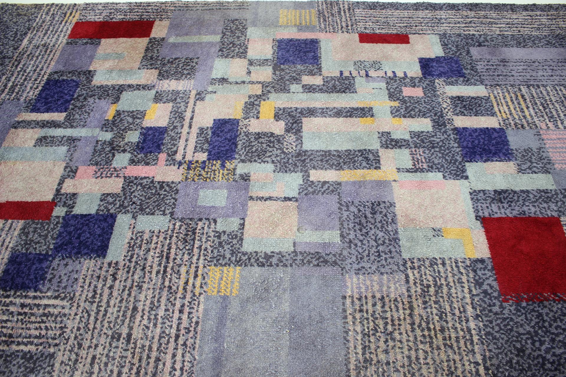 Tchèque Tapis/carpette géométrique rare de Midcentury Design, années 1950 en vente