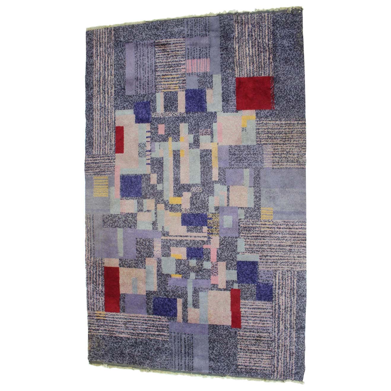 1950s Design Rug Midcentury Design Rare Geometric Carpet/Rug, 1950s For Sale at 1stDibs