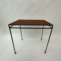 Mid-century design rattan an metal side table , 1960's