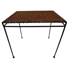 Mid-century design rattan an metal side table , 1960's