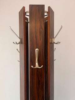 Mid century DESIGN Rosewood and aluminium scandinavian coat rack - 1960s