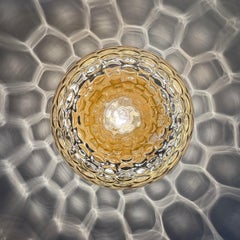 Mid-century design RZB ceiling lamp / flush mount , 1970s glass