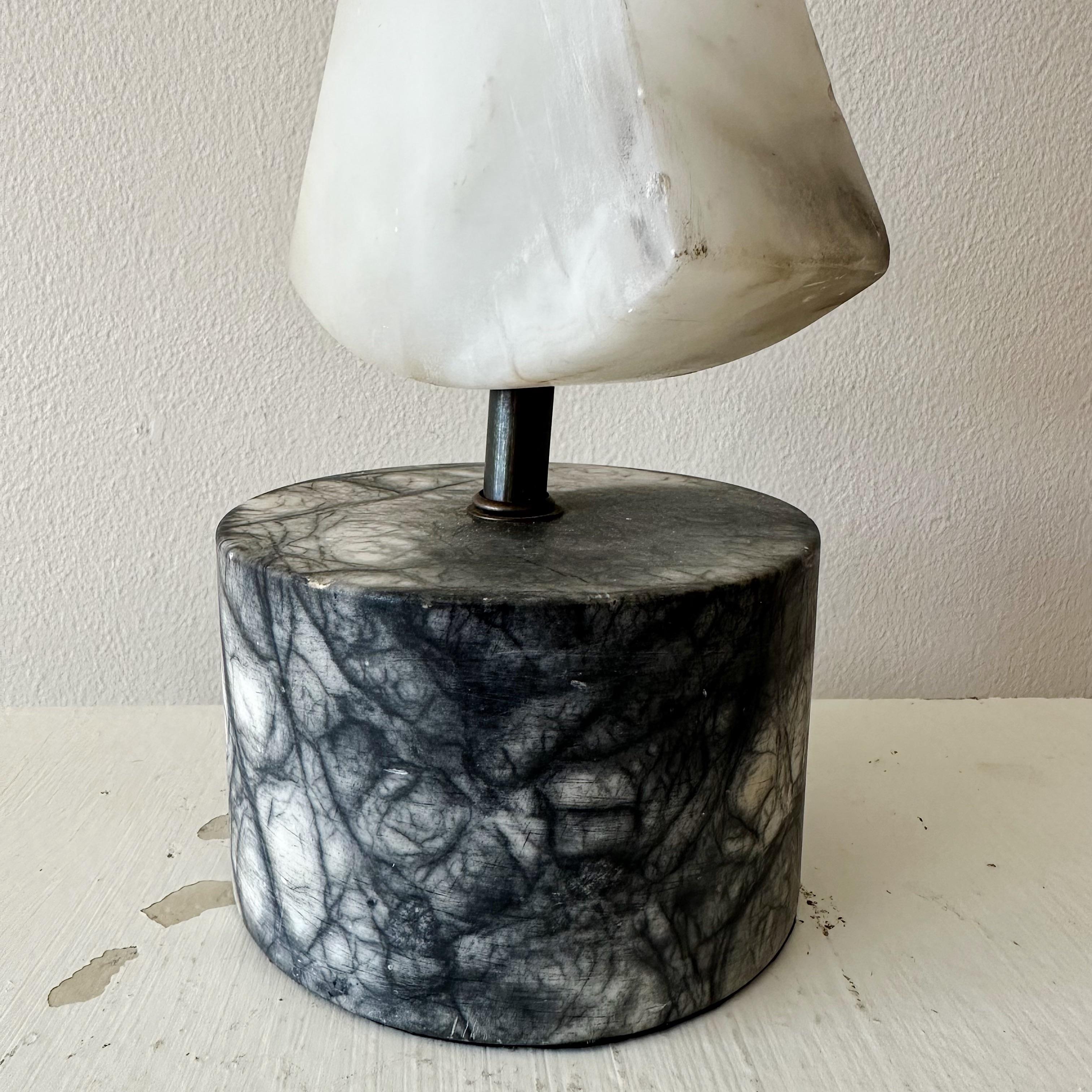 Italian Mid Century Design Sculptural Alabaster Table Lamp For Sale