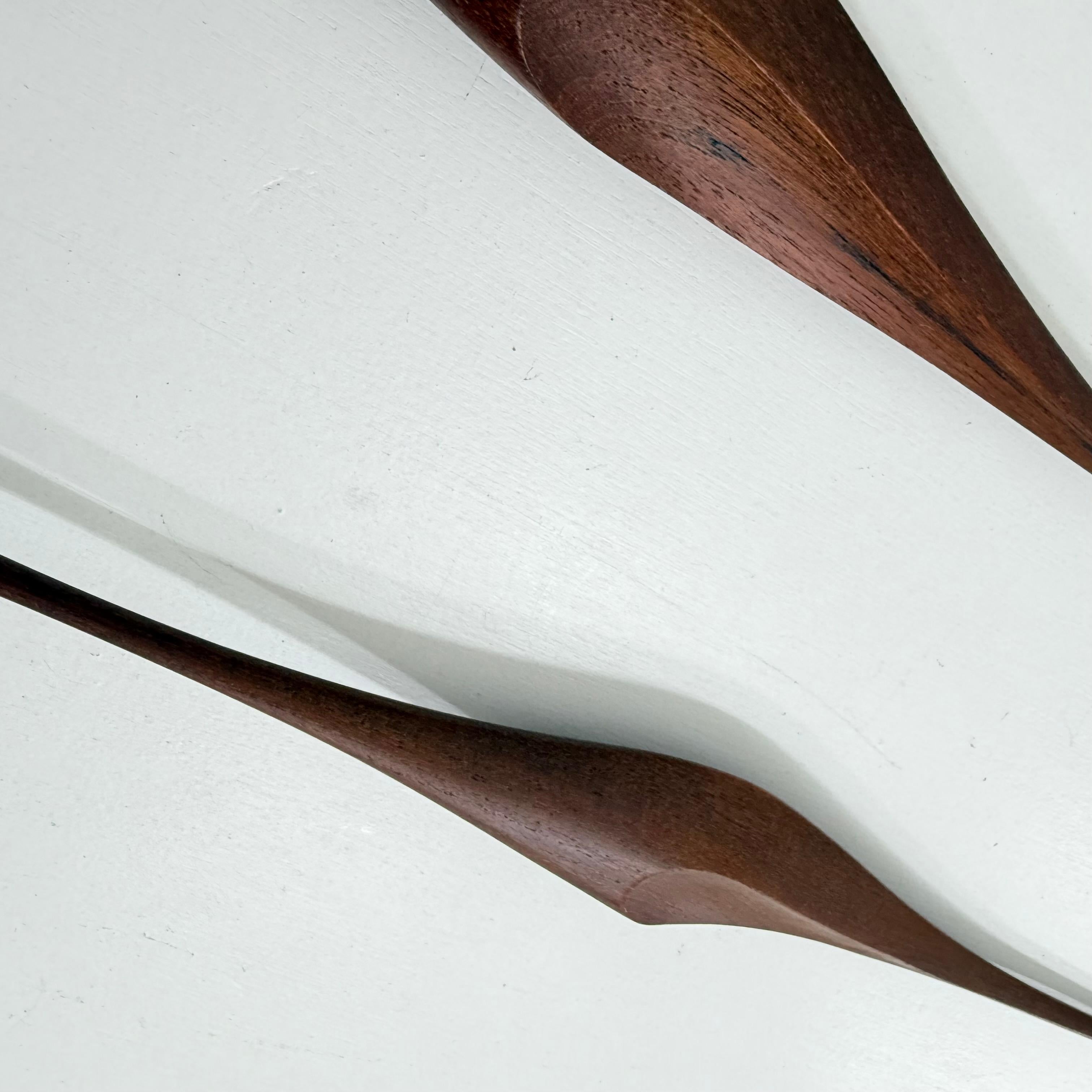 Ensemble de 3 sculptures murales d'oiseaux en bois de teck, design du milieu du siècle dernier, années 1970 12