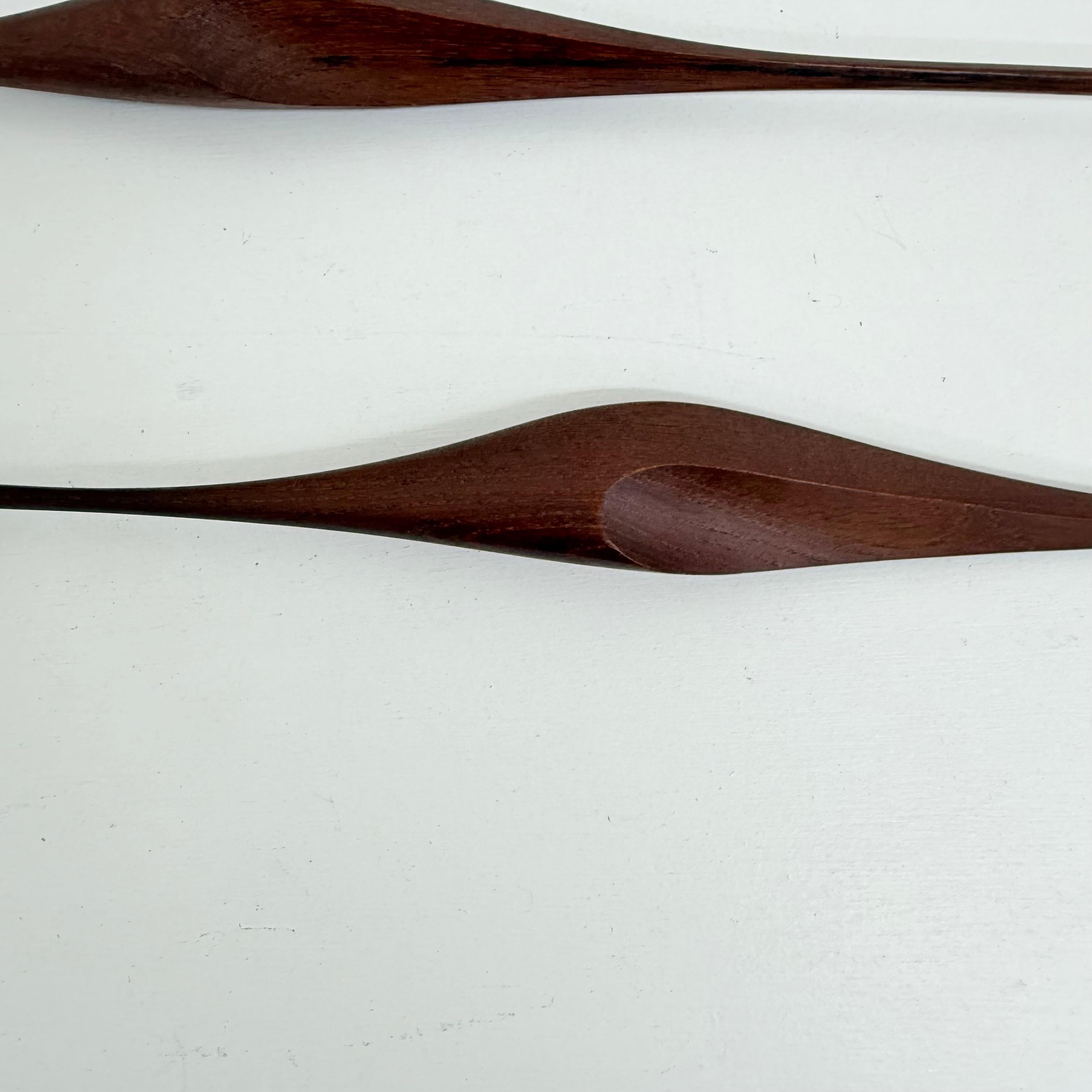 Mid-Century Modern Ensemble de 3 sculptures murales d'oiseaux en bois de teck, design du milieu du siècle dernier, années 1970