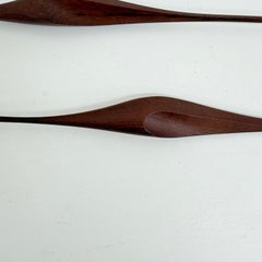 Mid century design set of 3 teak wooden birds wall sculpture , 1970s