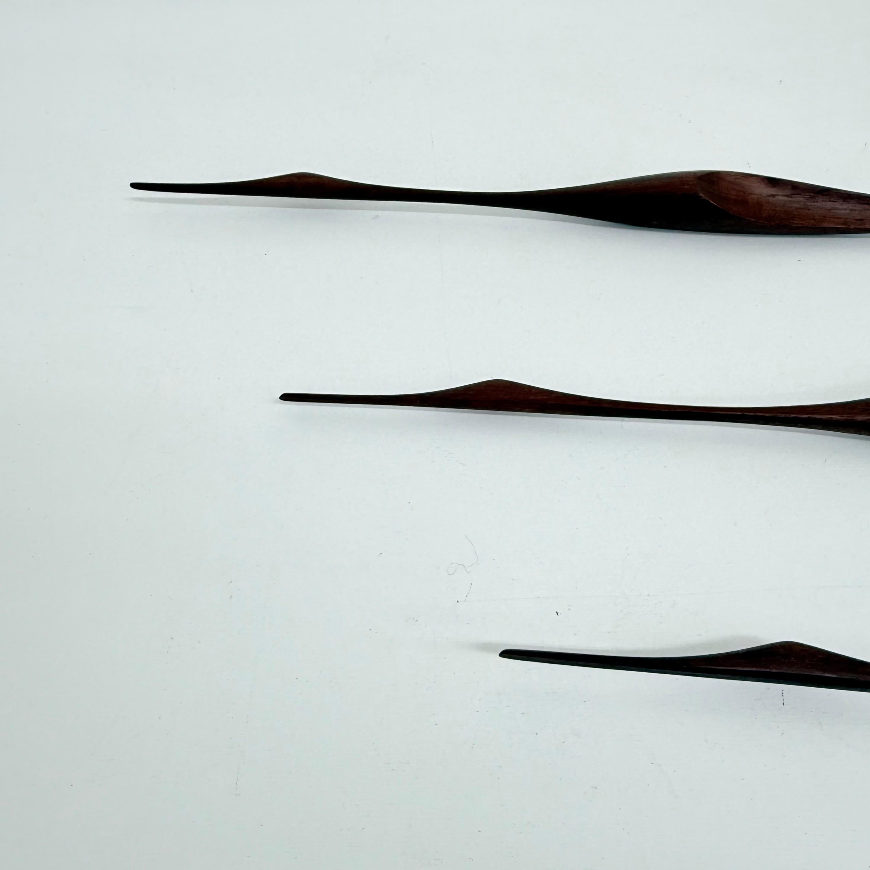 Ensemble de 3 sculptures murales d'oiseaux en bois de teck, design du milieu du siècle dernier, années 1970 Bon état à Delft, NL