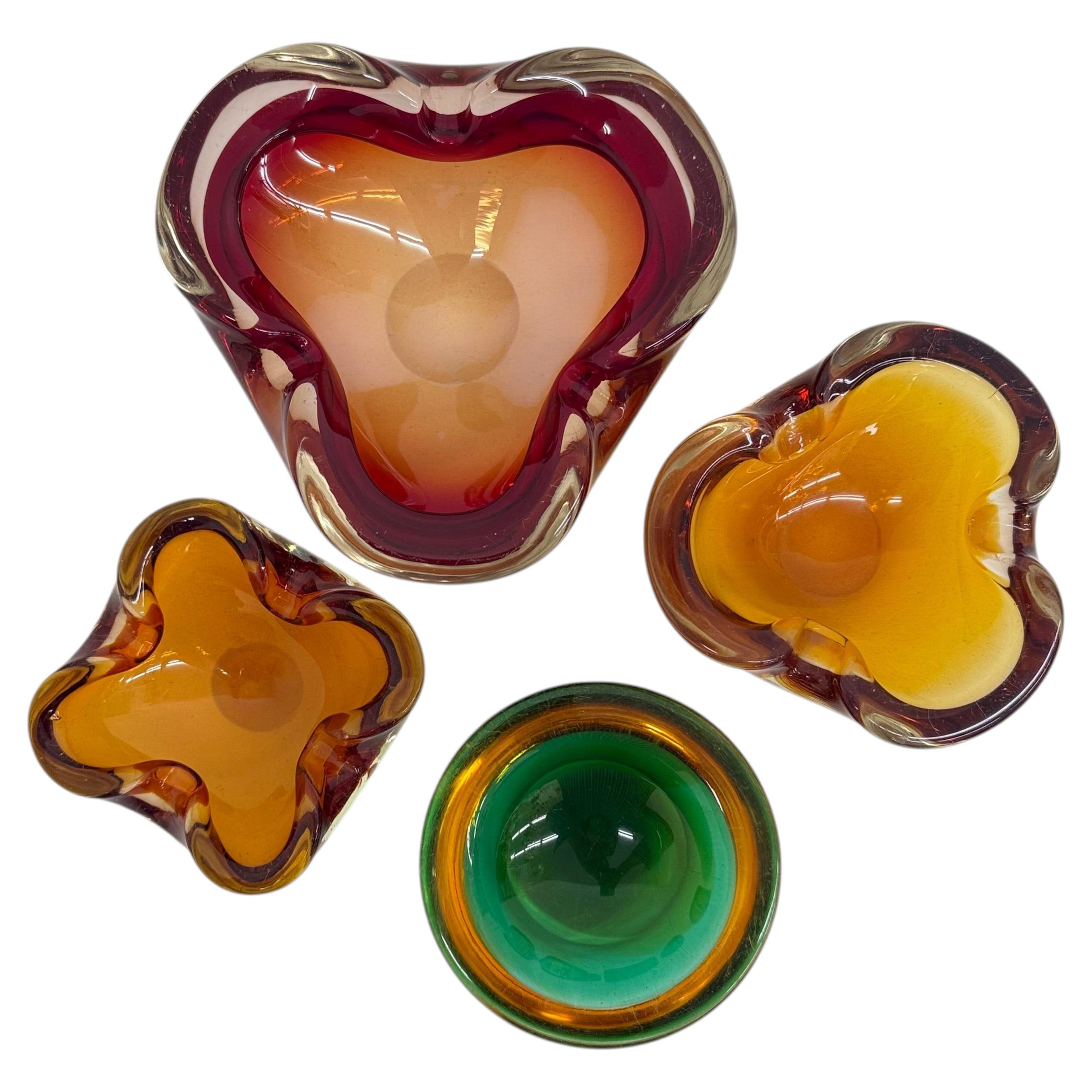 Mid century design set of 4 murano summers glass bowls, 1970’s