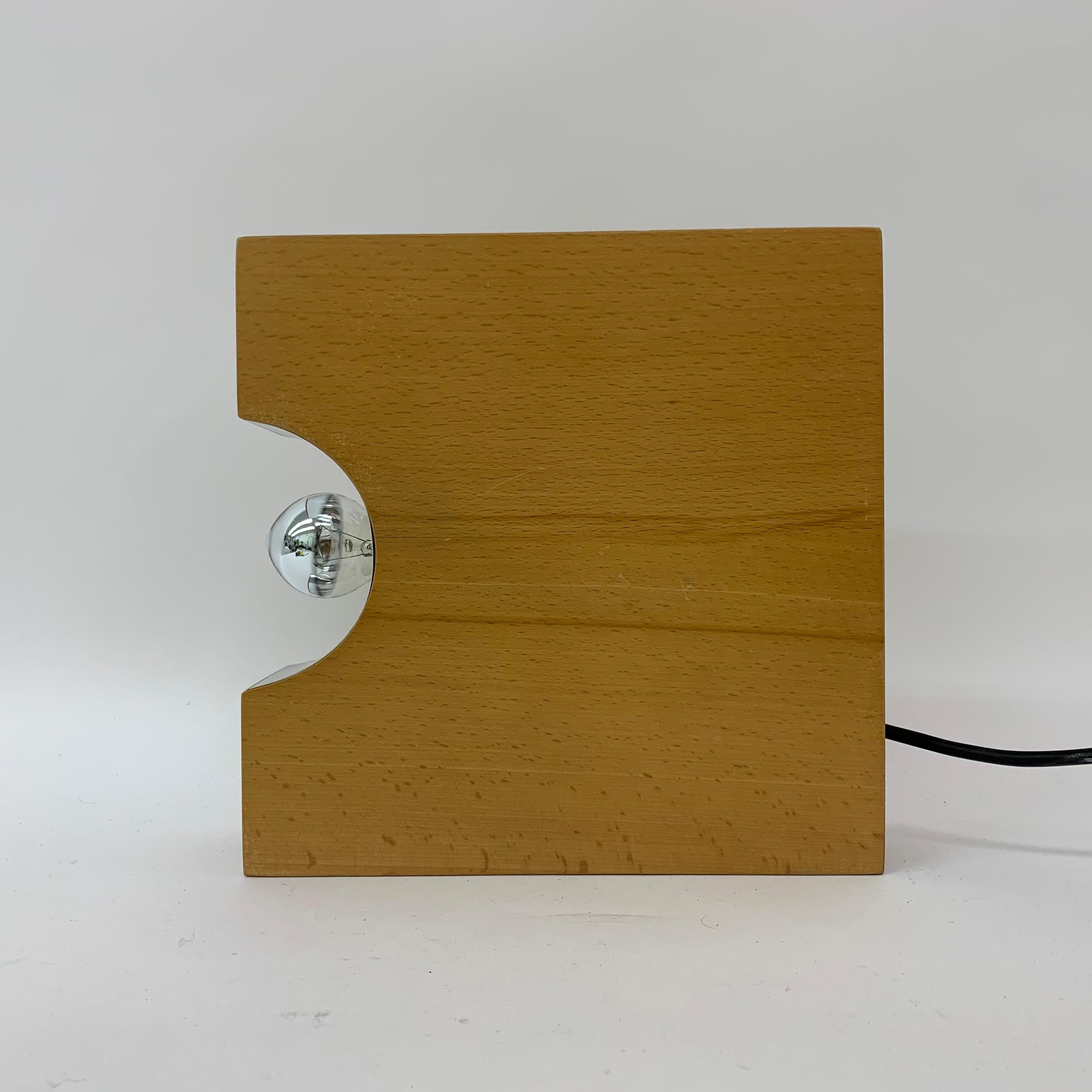 Mid-Century Design Solid Wood Block Table Lamp, 1970’s Minimalist For Sale 6