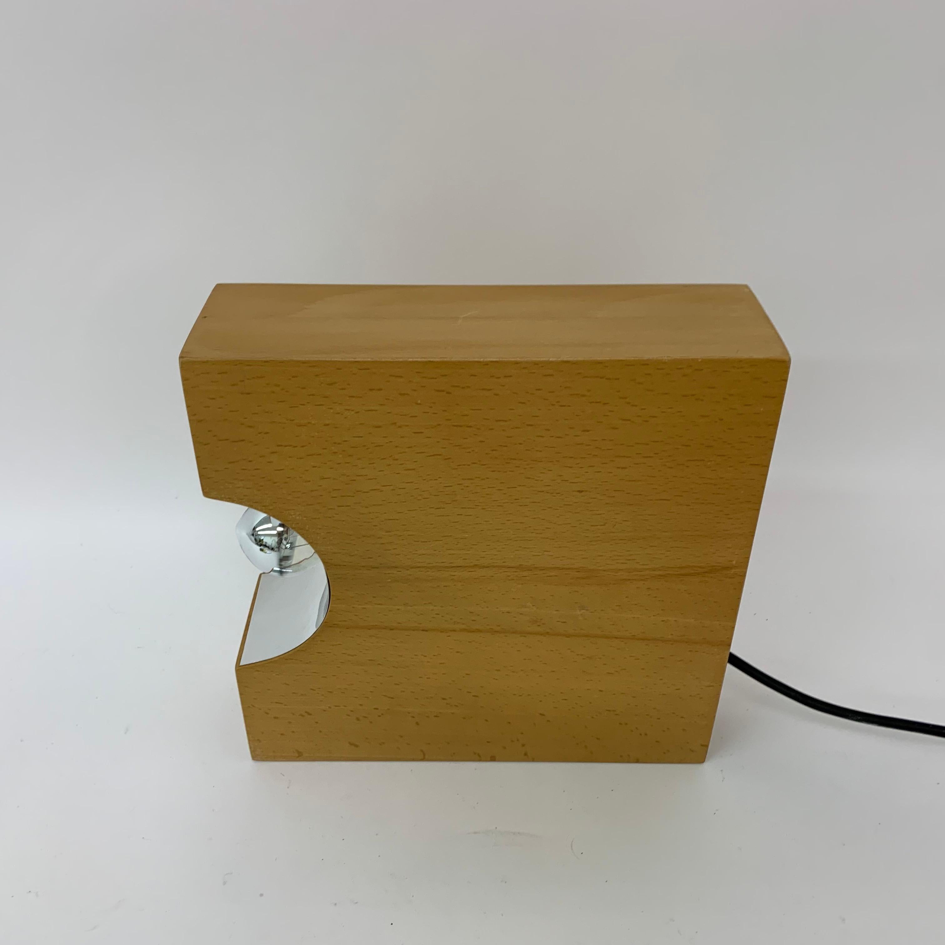 Mid-Century Design Solid Wood Block Table Lamp, 1970’s Minimalist For Sale 7