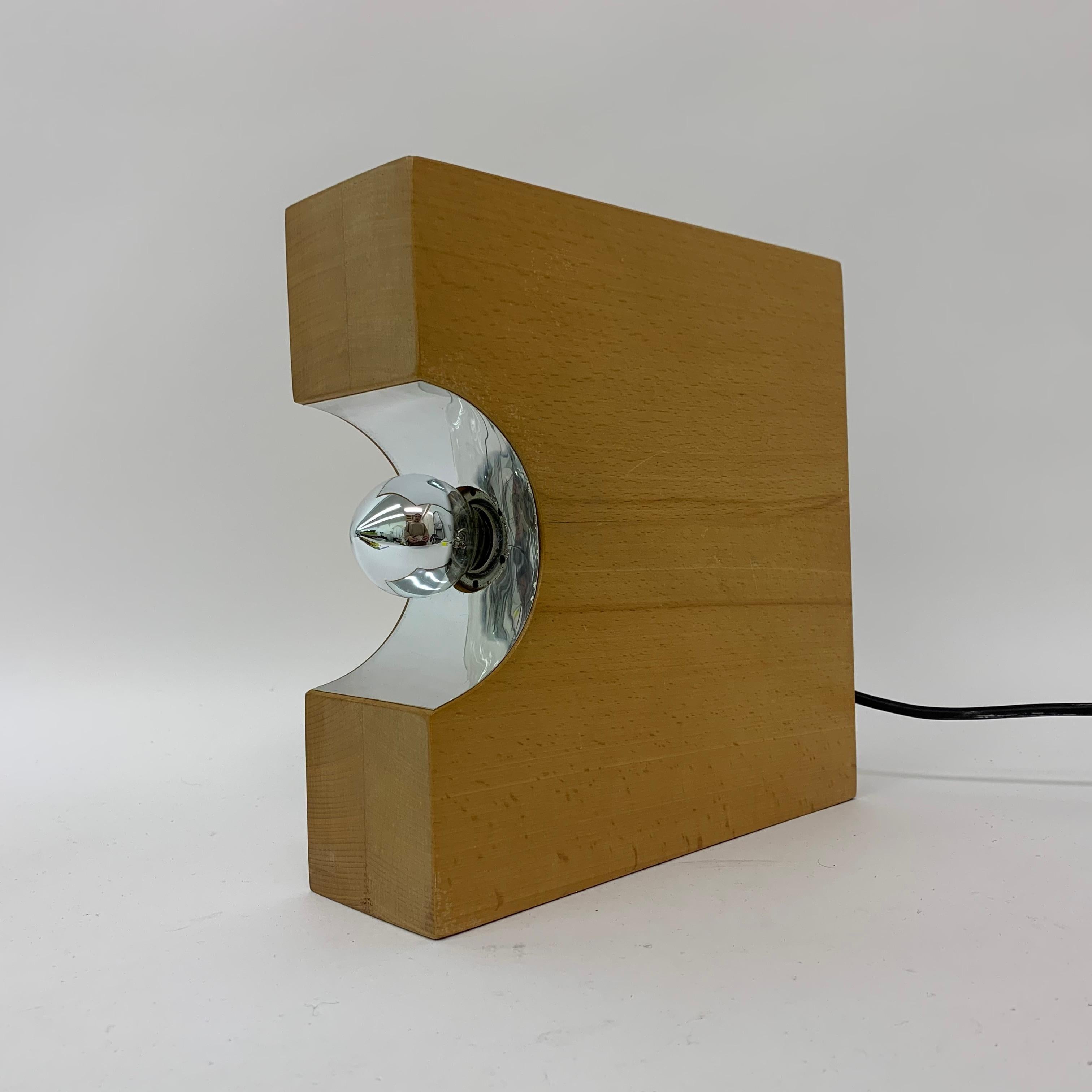 Mid-Century Design Solid Wood Block Table Lamp, 1970’s Minimalist For Sale 9