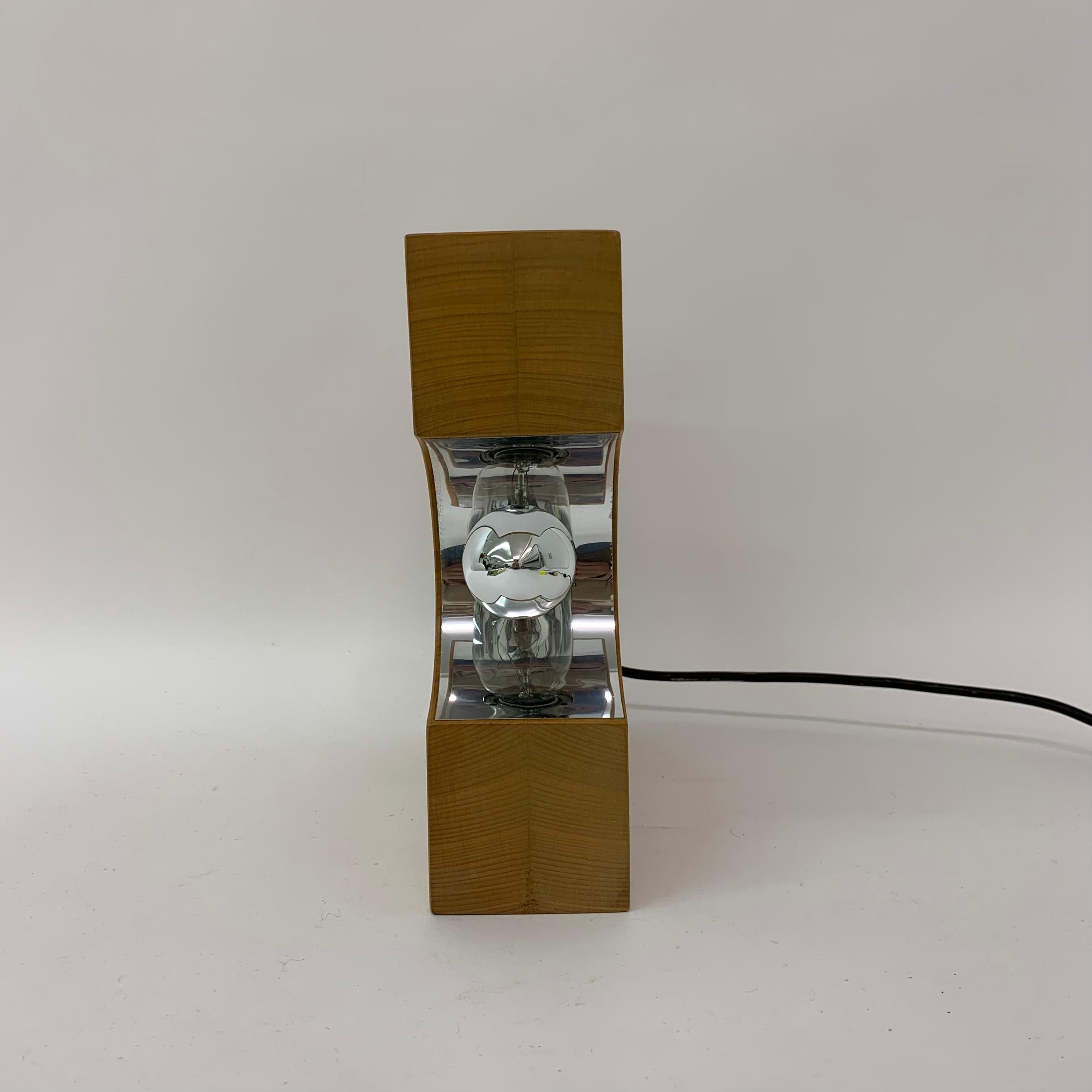 Mid-Century Design Solid Wood Block Table Lamp, 1970’s Minimalist For Sale 11