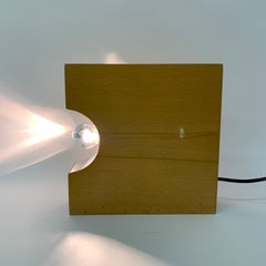 Mid-Century Design Solid Wood Block Table Lamp, 1970’s Minimalist