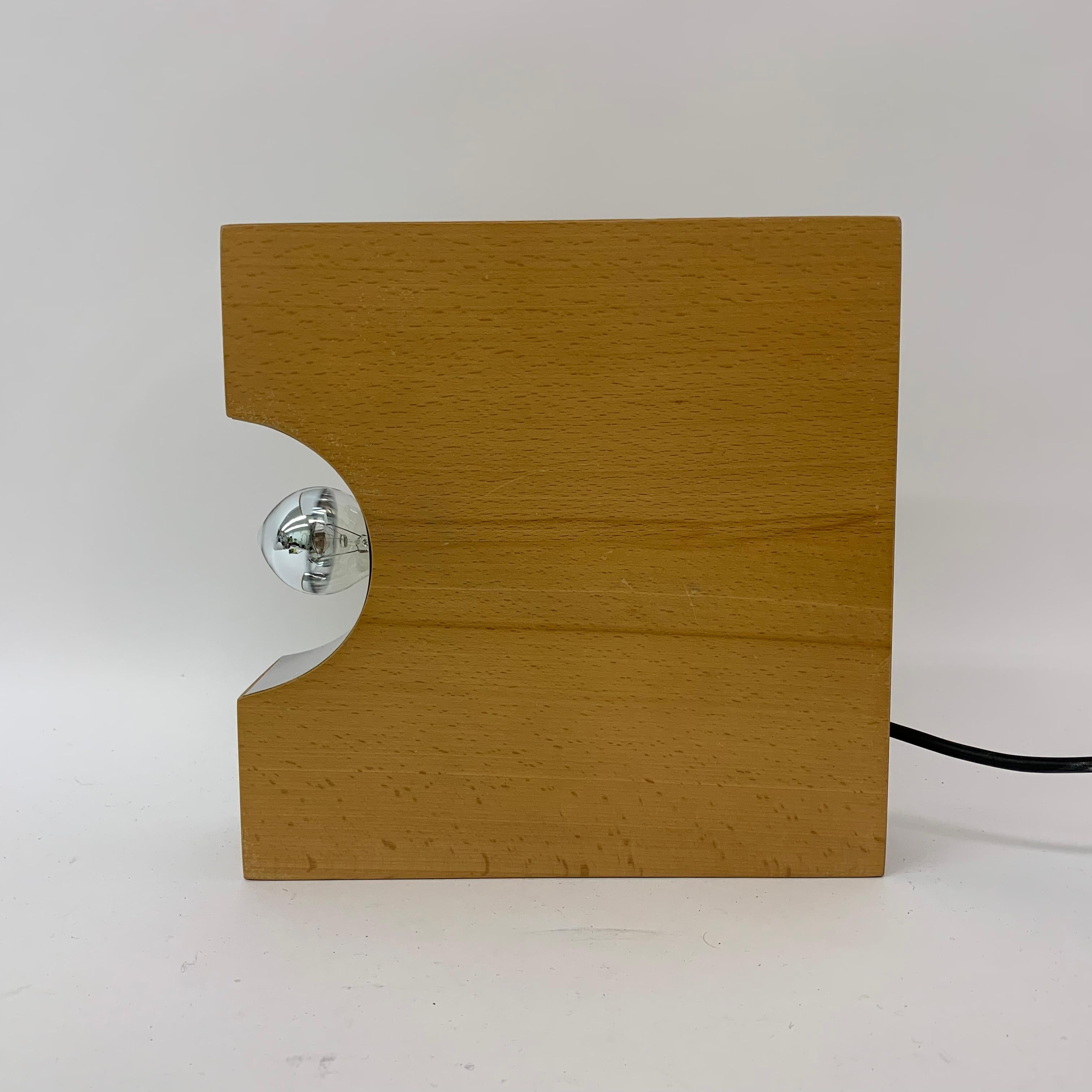 Mid-Century Design Solid Wood Block Table Lamp, 1970’s Minimalist For Sale 5